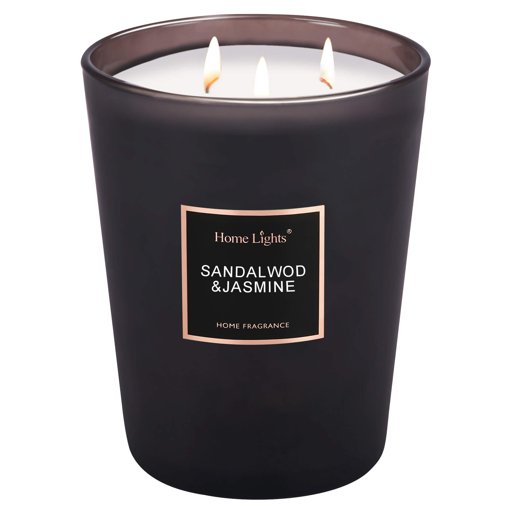 100% Natural Soy Wax Candles Jar Sandalwood Scented Black Candles