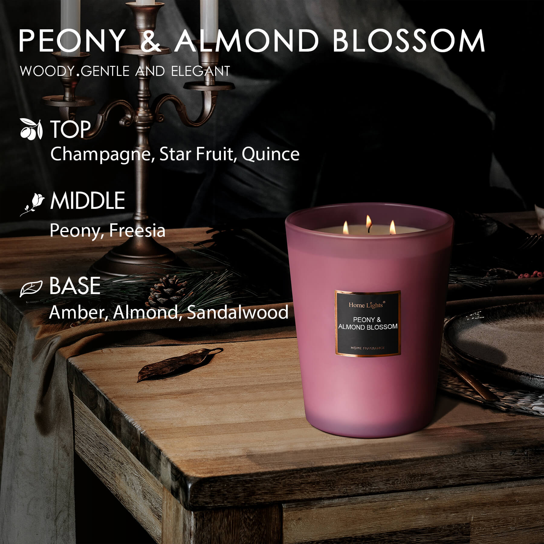 Peony and Amberwood Candle Kit