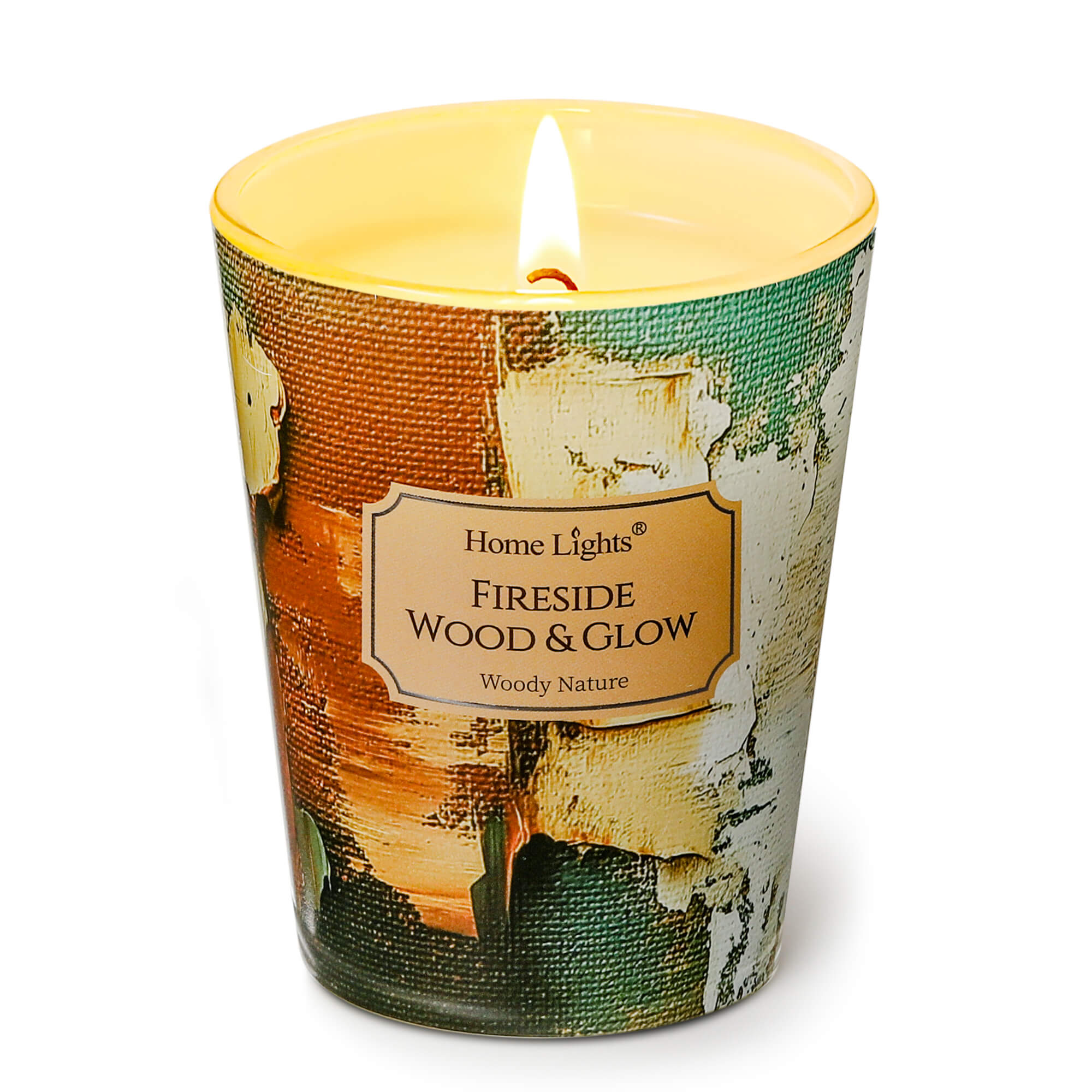 Picture of HomeLights 1-Wick Candles for Home Scented - 6.7oz Soy Wax Blend Candle Long-Lasting Fragrance, Industrial Chic Home Decor and Housewarming Gifts, Fireside Wood & Glow