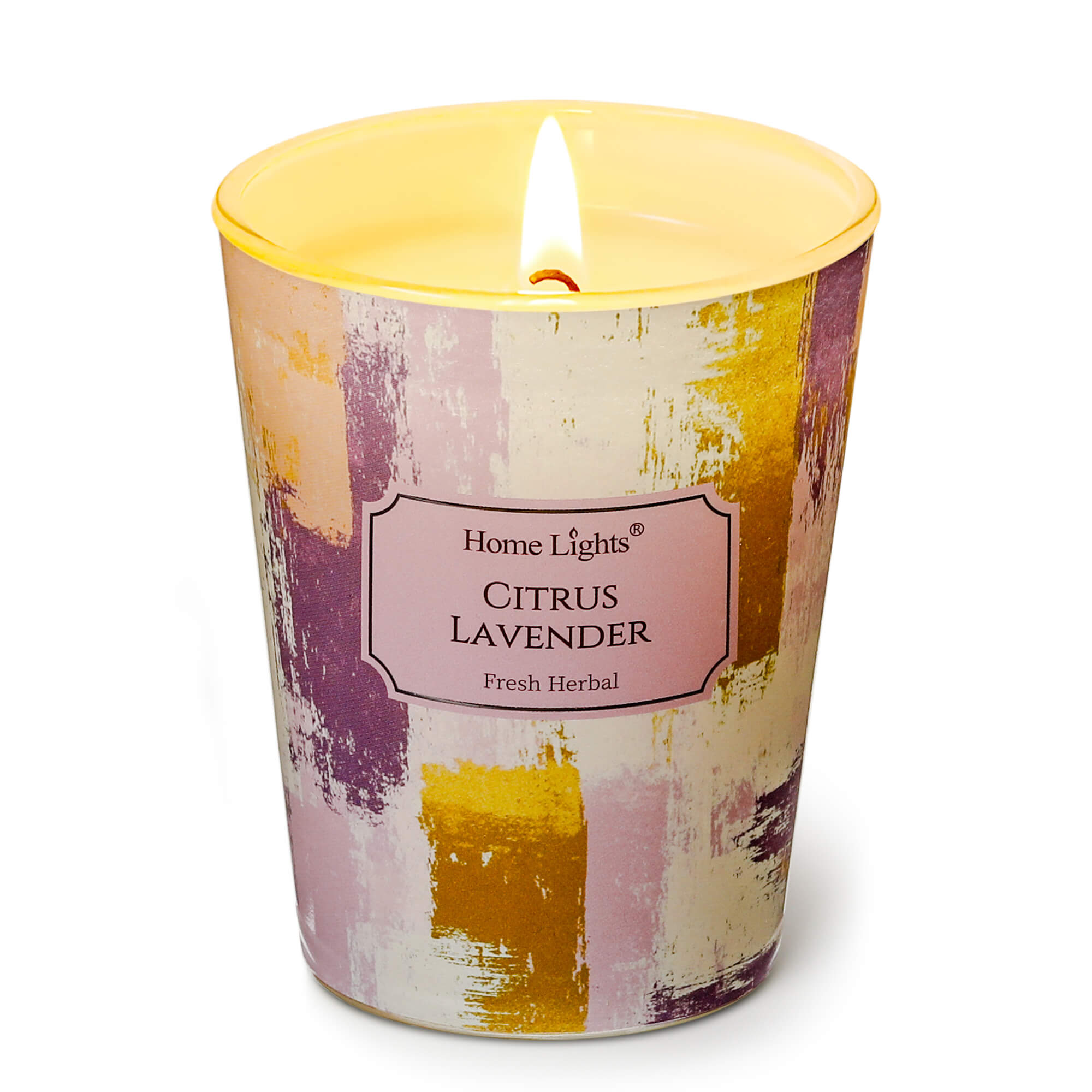 Picture of HomeLights Citrus Lavender Scented Candles | 6.7oz Soy Candles Scandinavian Minimalist Design Large Candle Jars | Ideal Candle Gifts for Events, Home Decor Stress, Relief & Relaxation