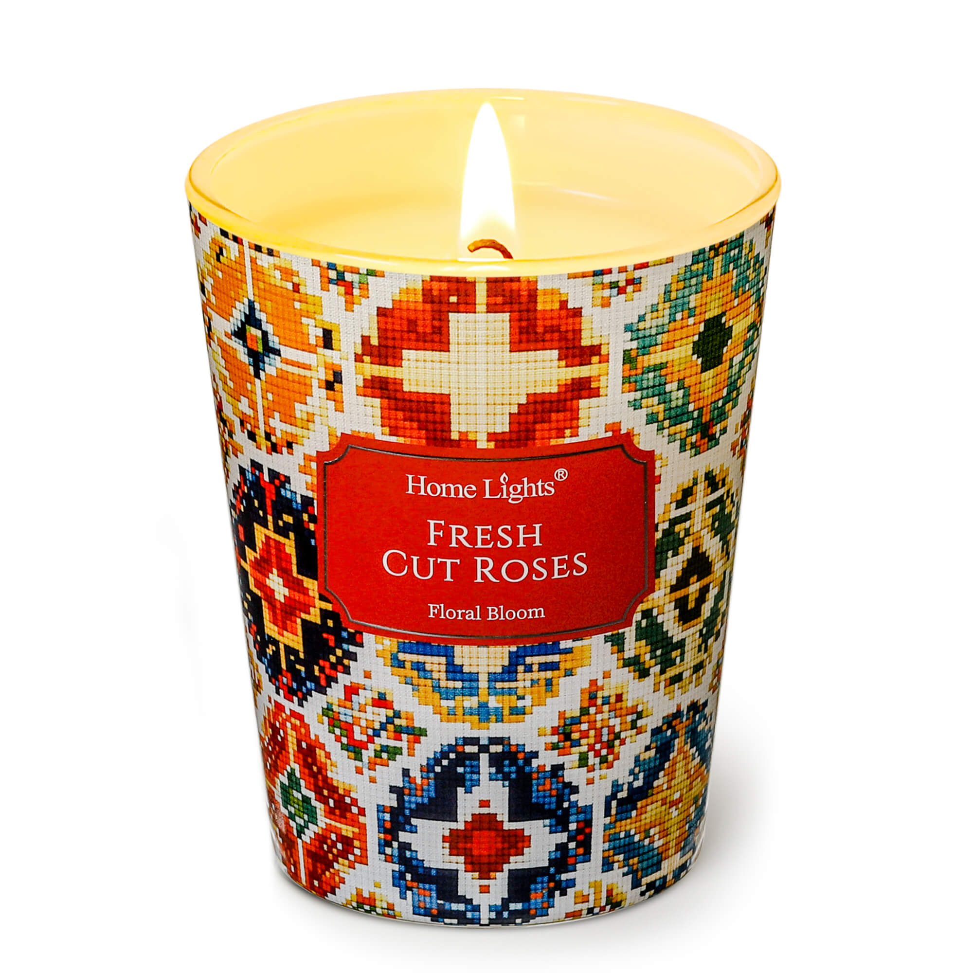 Picture of HomeLights Large jar Candle | 1-Wick Long-Lasting Scented Candles, 6.7oz Natural Soy Wax Candle for Home Scented, Bohemian Natural Textures Gifts for Women & Men, Fresh Cut Roses