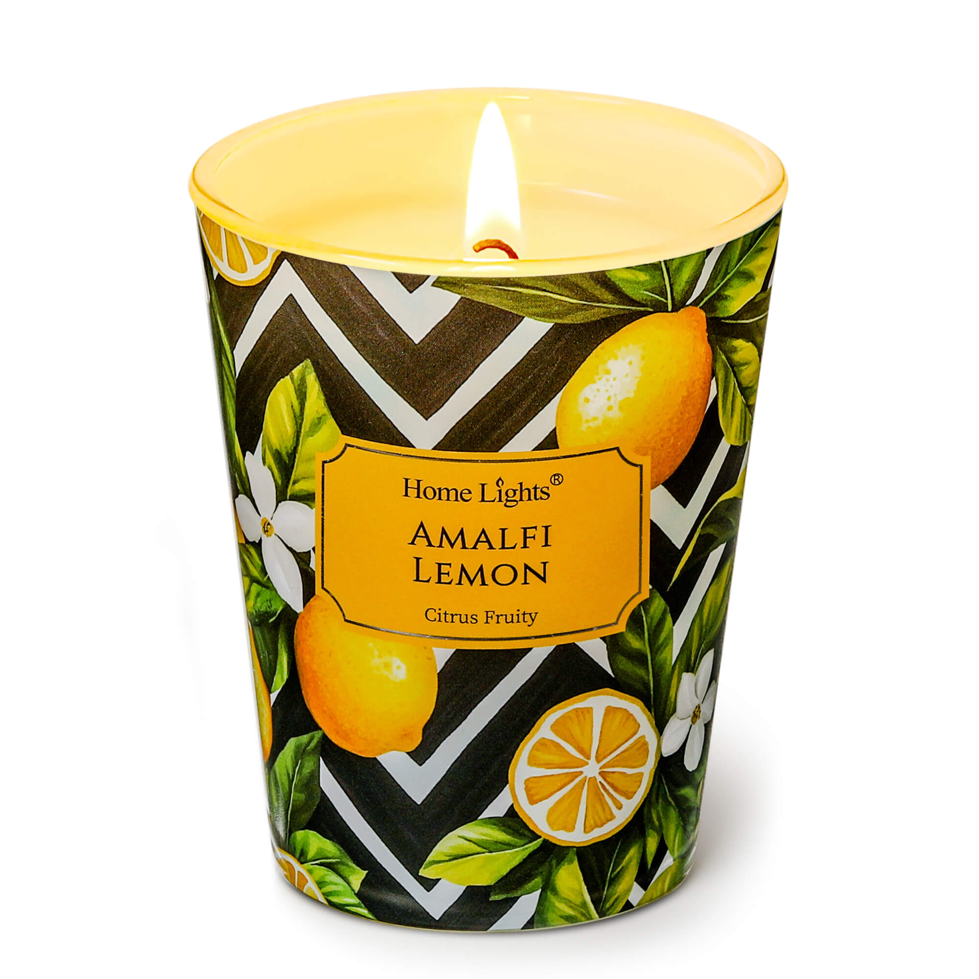 Picture of HomeLights Large jar Candle | 1-Wick Long-Lasting Scented Candles, 6.7oz Natural Soy Wax Candle for Home Scented, Eclectic Mixed Styles Gifts for Women & Men, Amalfi Lemon