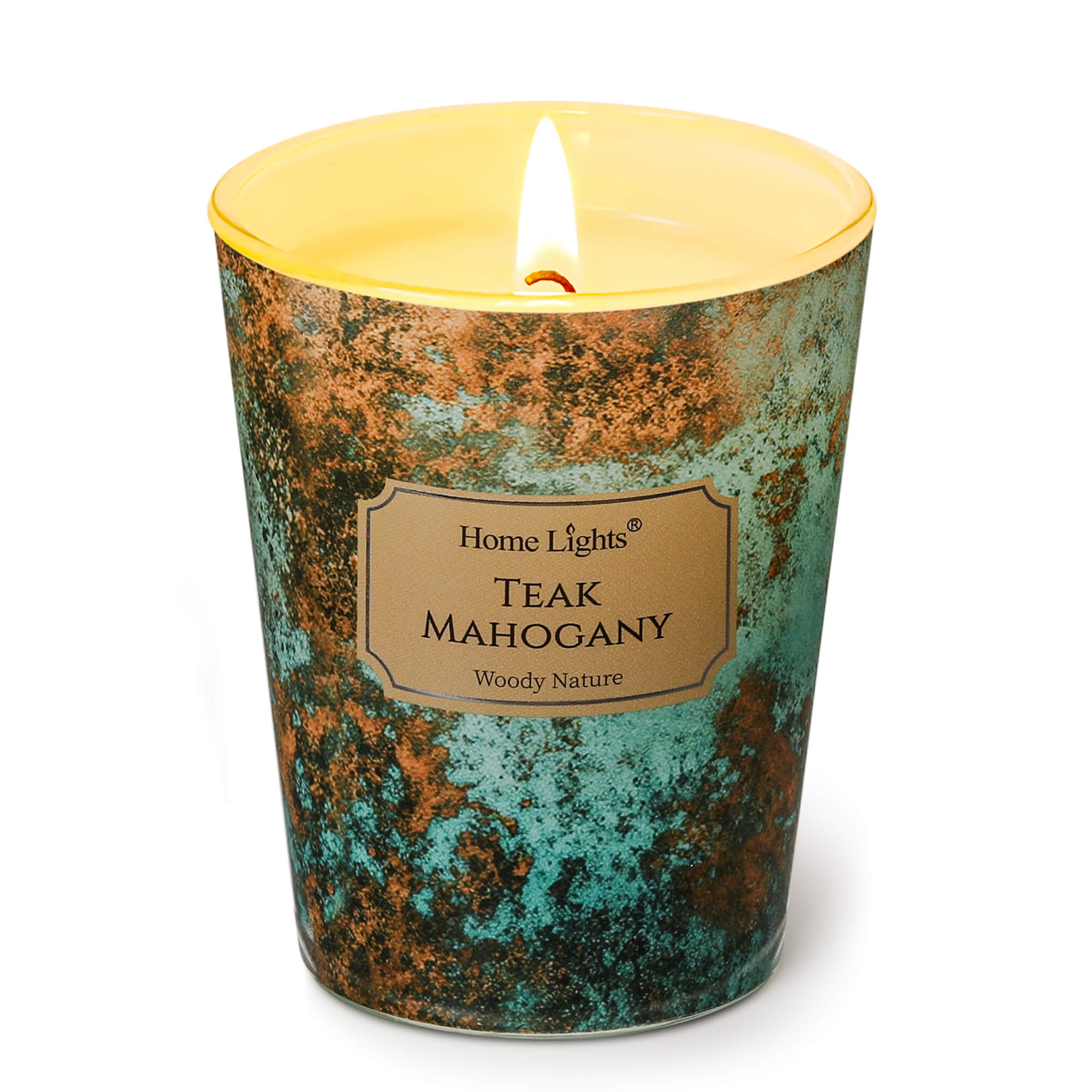 Picture of HomeLights Large jar Candle | 1-Wick Long-Lasting Scented Candles, 6.7oz Natural Soy Wax Candle for Home Scented, Industrial Chic Gifts for Women & Men, Teak Mahogany