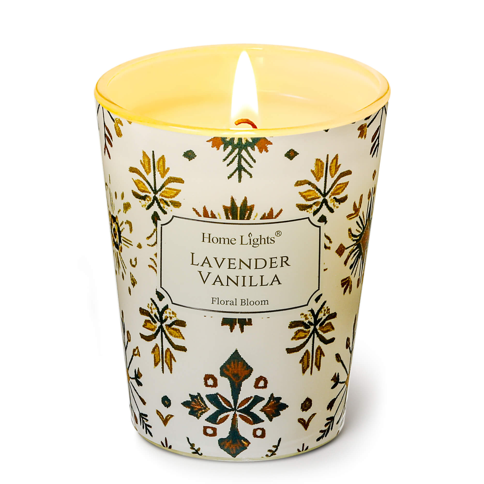 Picture of HomeLights Soy Wax Candles for Home Scented, 1-Wick Candles in Lavender Vanilla Scented, Aromatherapy Candles Gift for Parties, Relaxing, Bohemian Natural Textures, 6.7oz