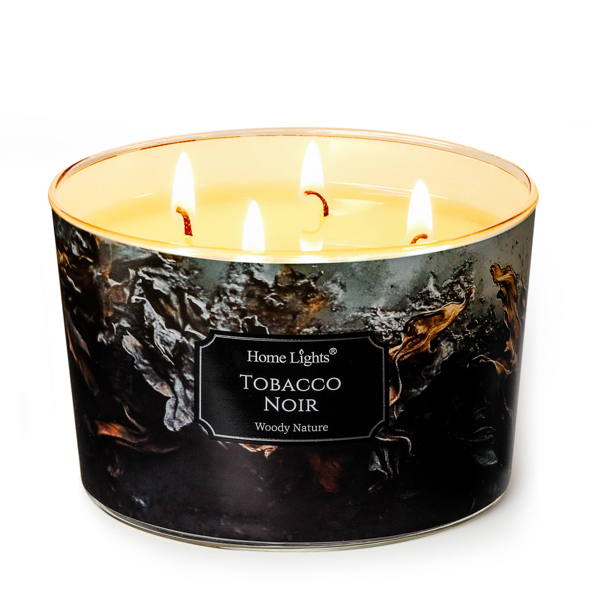 Picture of HomeLights Scented Candles for Women & Men, 18oz Candle Jars Aromatherapy 4-Wick Candle, Ideal for Industrial Chic Home Decor and Gifts, Tobacco Noir Fragrance