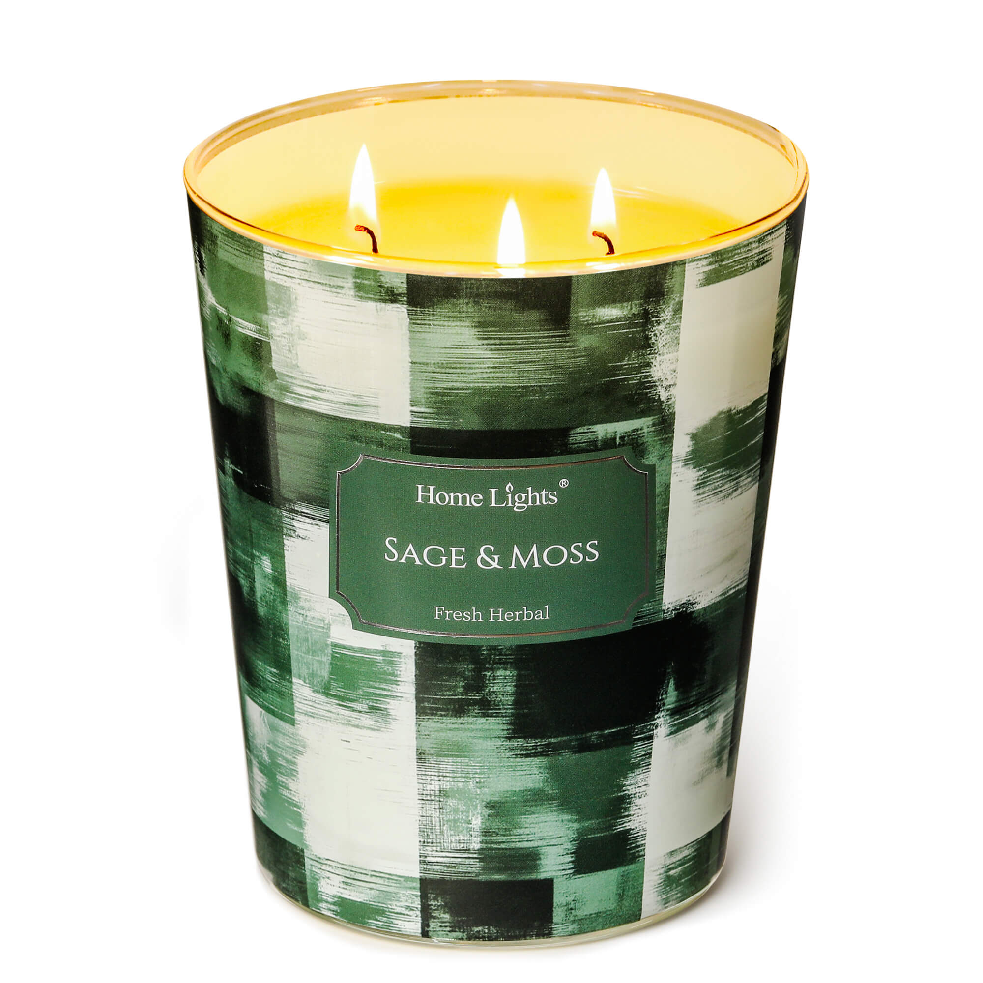 Picture of HomeLights 3-Wick Candles for Home Scented - 34oz Soy Wax Blend Candle Long-Lasting Fragrance, Scandinavian Minimalist Design Home Decor and Housewarming Gifts, Sage & Moss