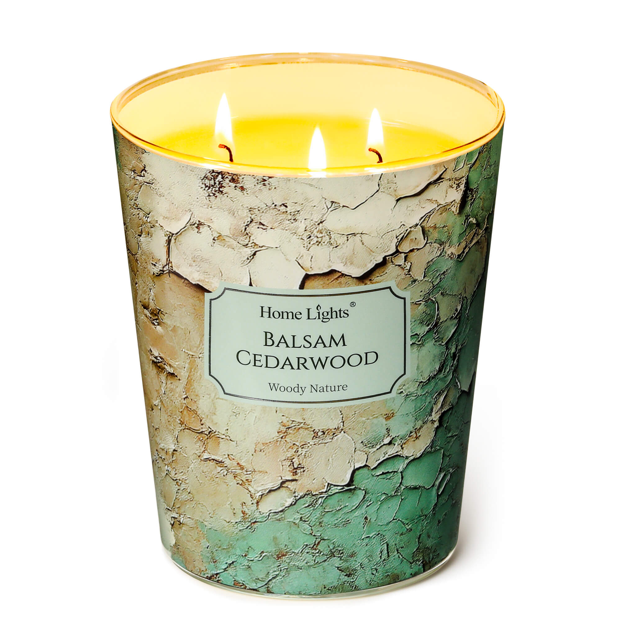 Picture of HomeLights Balsam Cedarwood Scented Candles | 34oz Soy Candles Industrial Chic 3-Wick Large Candle Jars | Ideal Candle Gifts for Events, Home Decor Stress, Relief & Relaxation