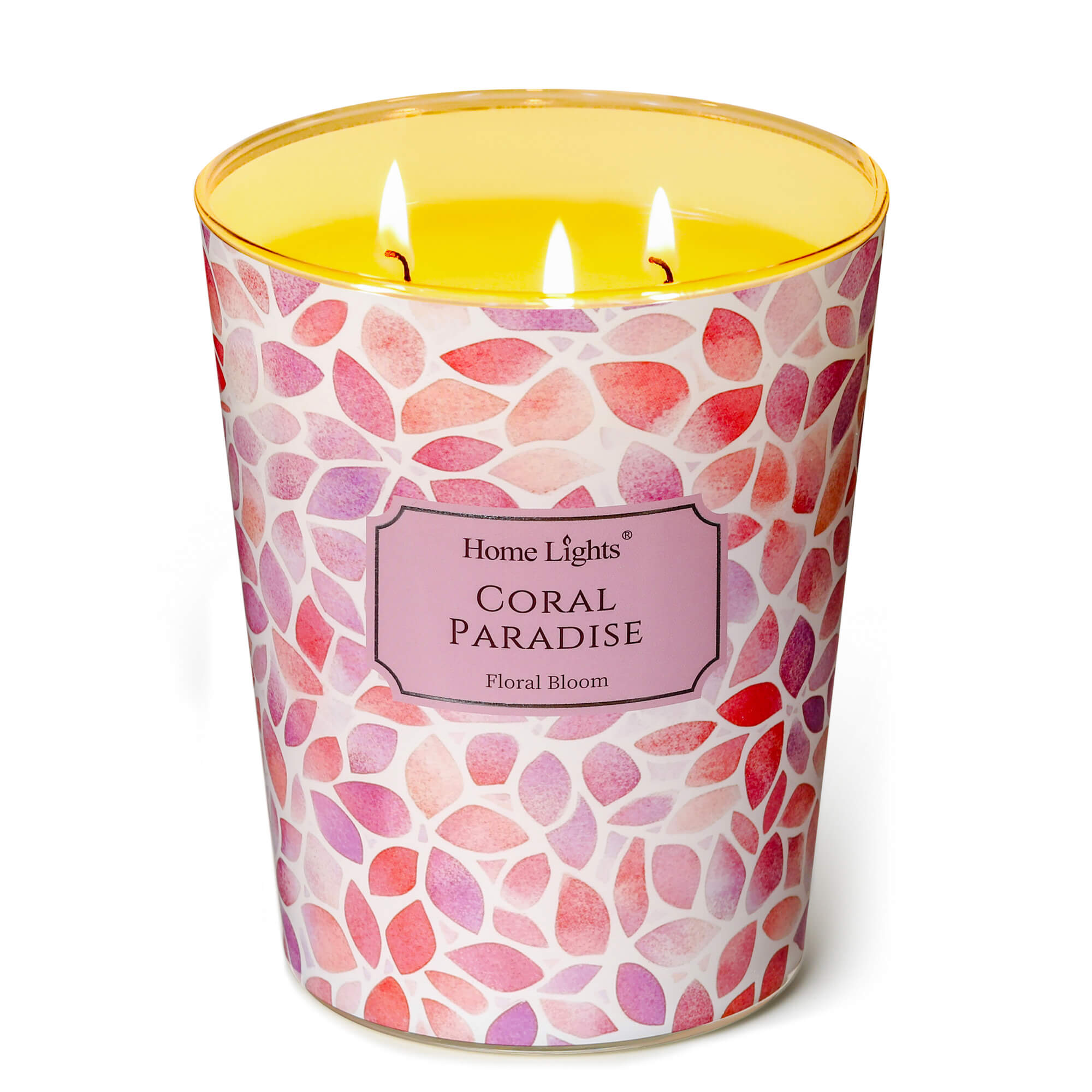 Picture of HomeLights Coral Paradise Scented Candles | 34oz Soy Candles Bohemian Natural Textures 3-Wick Large Candle Jars | Ideal Candle Gifts for Events, Home Decor Stress, Relief & Relaxation