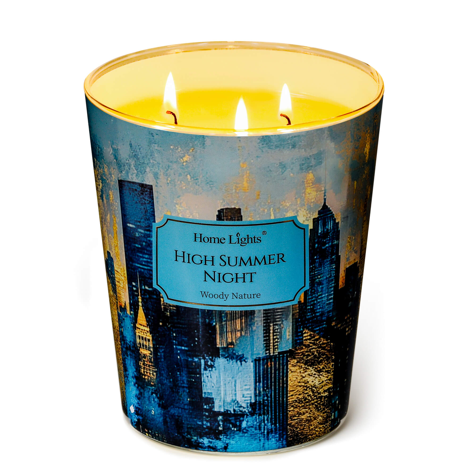 Picture of HomeLights High Summer Night Scented Candles | 34oz Soy Candles Industrial Chic 3-Wick Large Candle Jars | Ideal Candle Gifts for Events, Home Decor Stress, Relief & Relaxation
