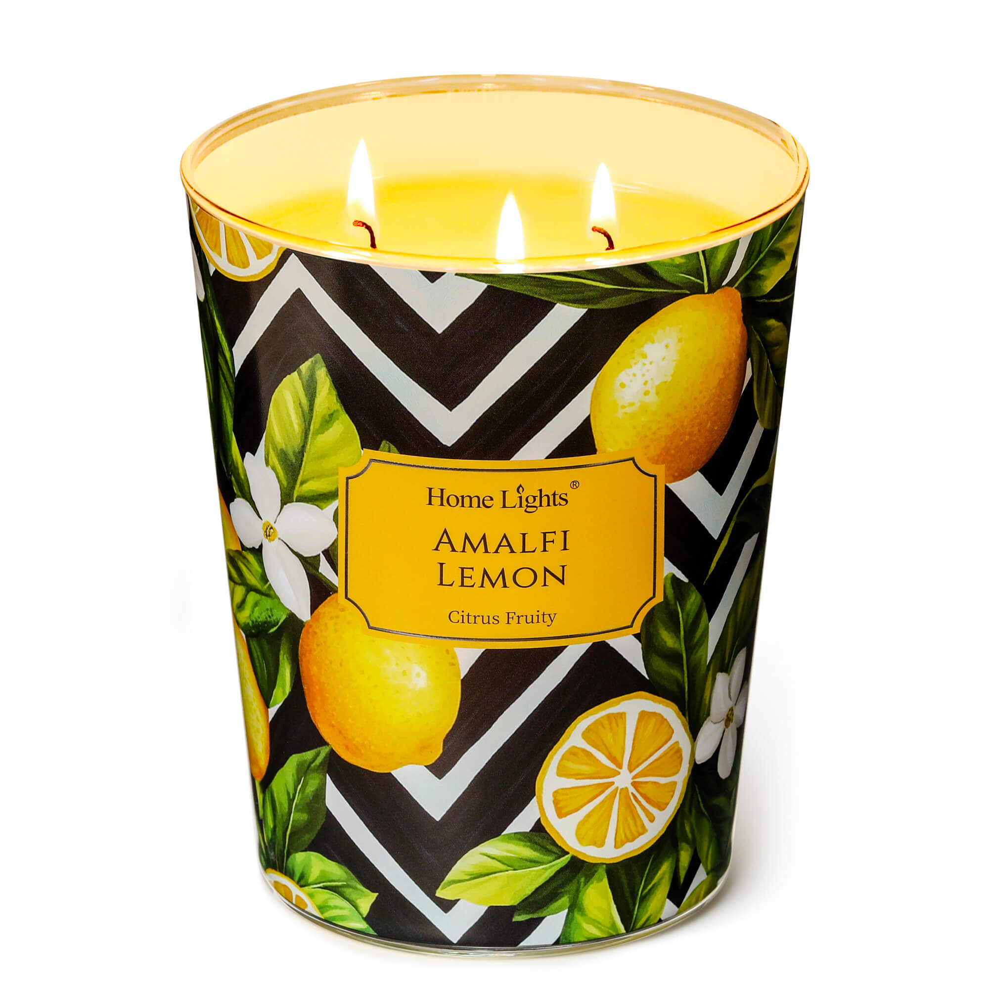 Picture of HomeLights Large jar Candle | 3-Wick Long-Lasting Scented Candles, 34oz Natural Soy Wax Candle for Home Scented, Eclectic Mixed Styles Gifts for Women & Men, Amalfi Lemon