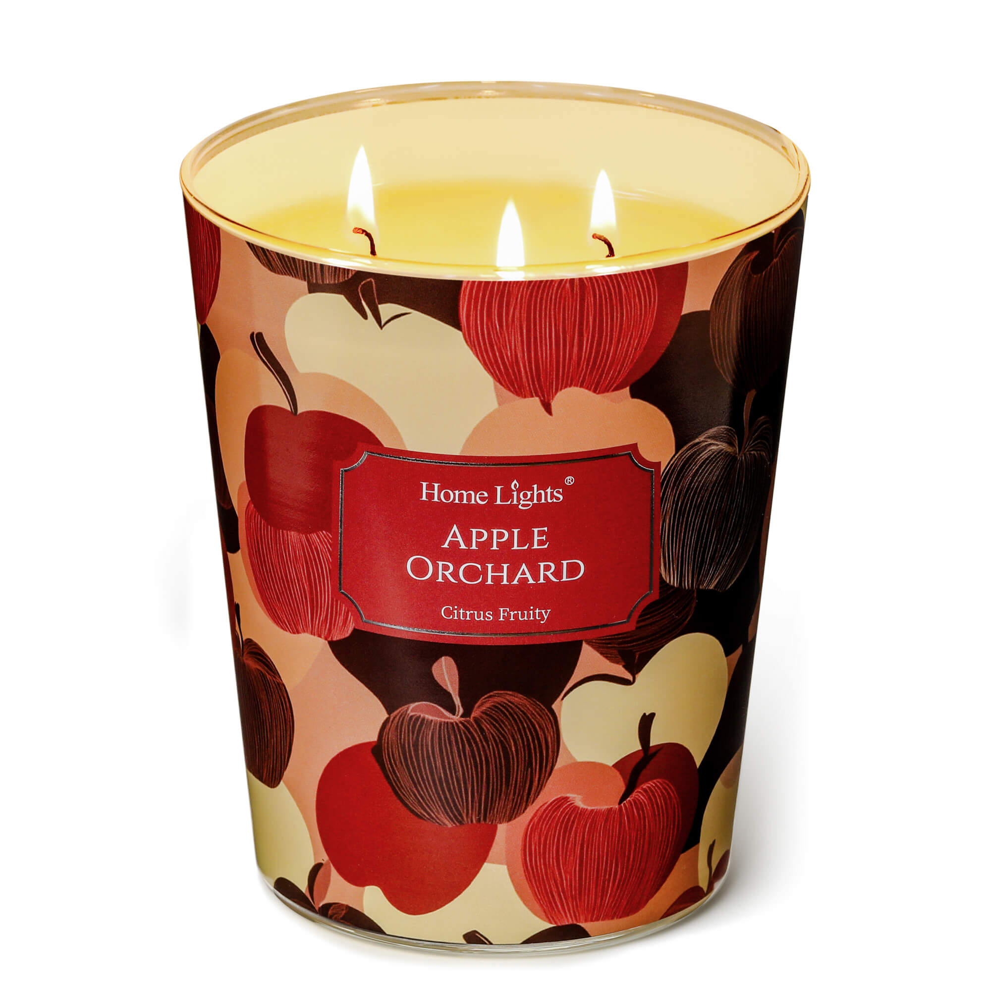 Picture of HomeLights Large jar Candle | 3-Wick Long-Lasting Scented Candles, 34oz Natural Soy Wax Candle for Home Scented, Eclectic Mixed Styles Gifts for Women & Men, Apple Orchard