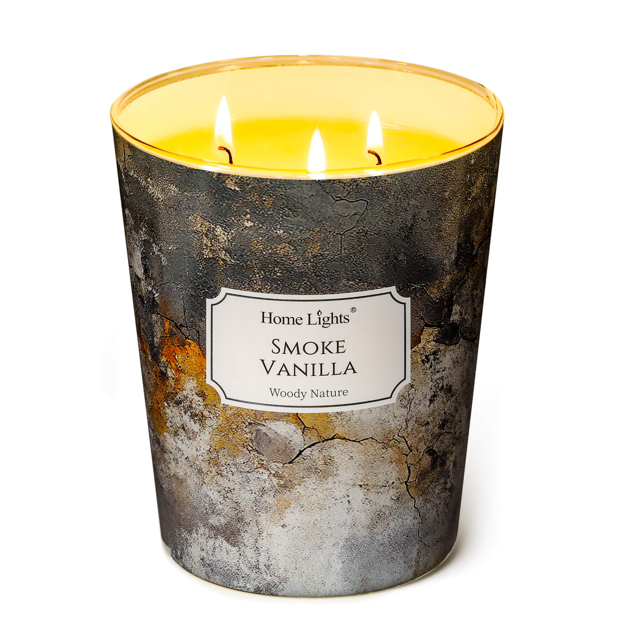 Picture of HomeLights Large jar Candle | 3-Wick Long-Lasting Scented Candles, 34oz Natural Soy Wax Candle for Home Scented, Industrial Chic Gifts for Women & Men, Smoke Vanilla
