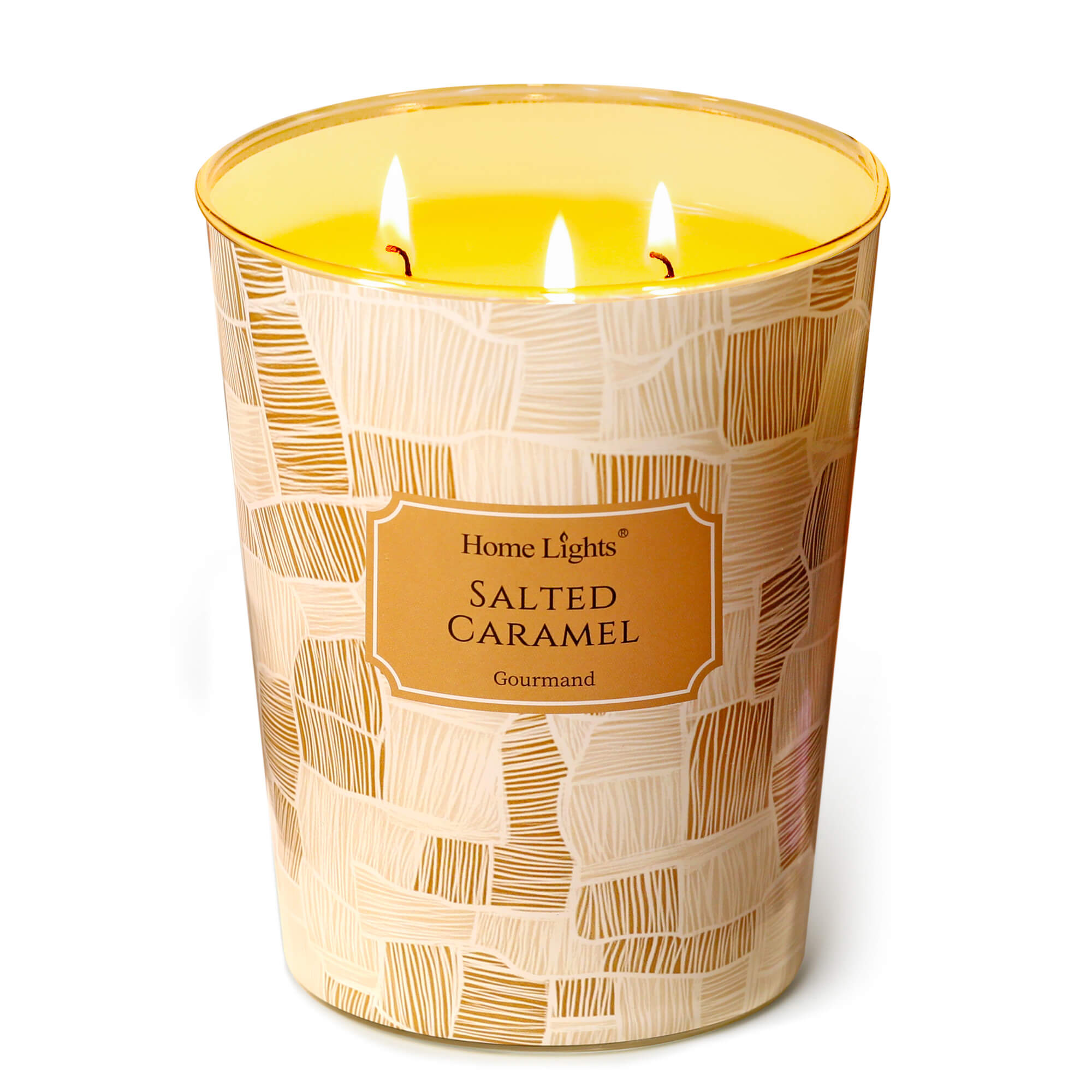 Picture of HomeLights Large jar Candle | 3-Wick Long-Lasting Scented Candles, 34oz Natural Soy Wax Candle for Home Scented, Rustic Modern Gifts for Women & Men, Salted Caramel