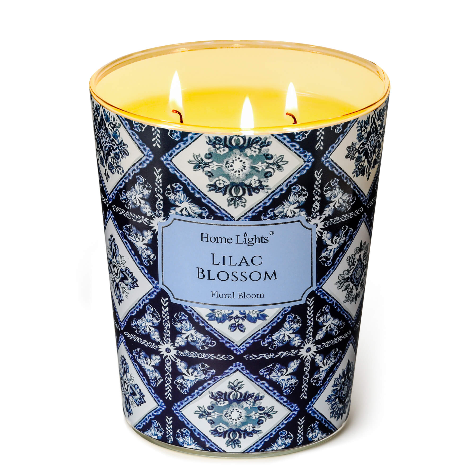 Picture of HomeLights Lilac Blossom Scented Candles | 34oz Soy Candles Bohemian Natural Textures 3-Wick Large Candle Jars | Ideal Candle Gifts for Events, Home Decor Stress, Relief & Relaxation