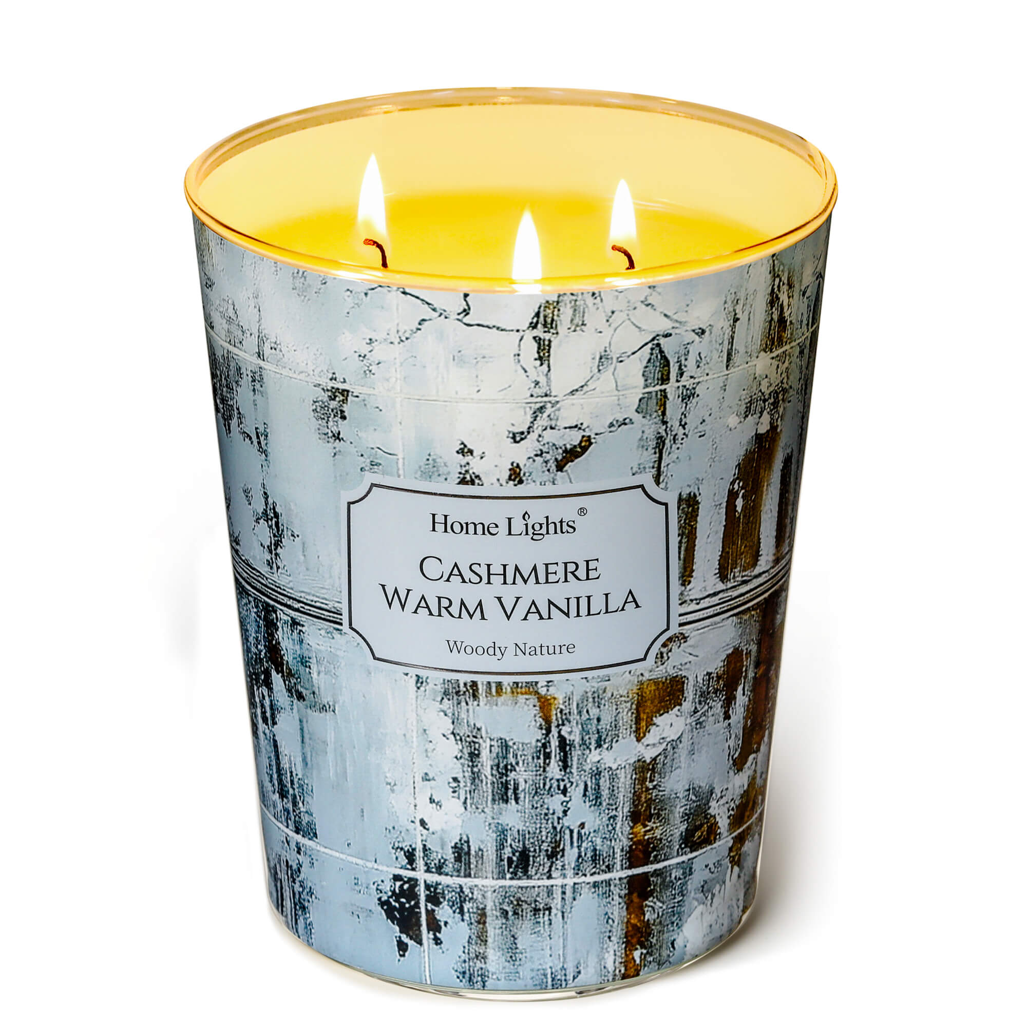 Picture of HomeLights Scented Candles for Women & Men, 34oz Candle Jars Aromatherapy 3-Wick Candle, Ideal for Industrial Chic Home Decor and Gifts, Cashmere Warm Vanilla