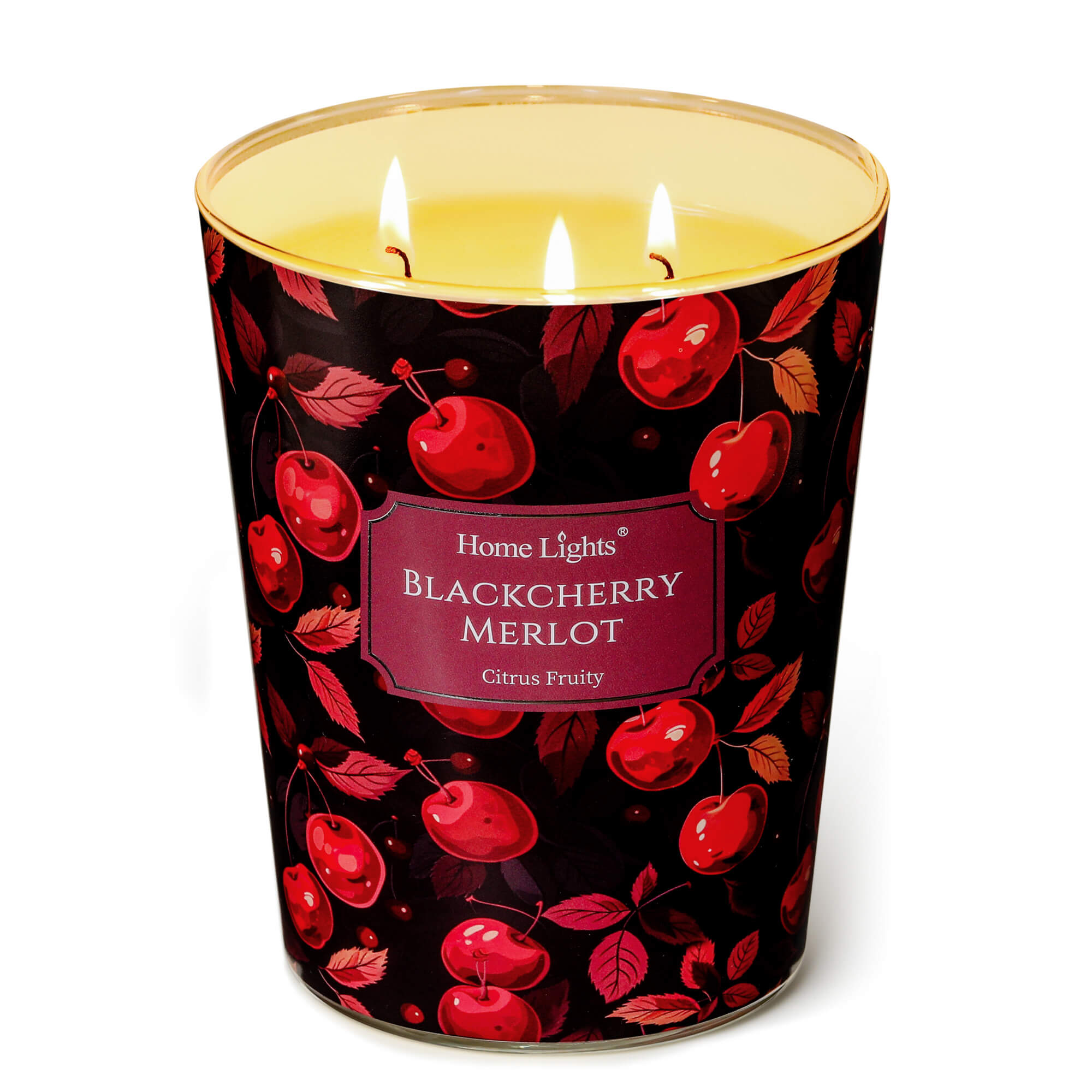 Picture of HomeLights Soy Wax Candles for Home Scented, 3-Wick Candles in Blackcherry Merlot Scented, Aromatherapy Candles Gift for Parties, Relaxing, Eclectic Mixed Styles, 34oz