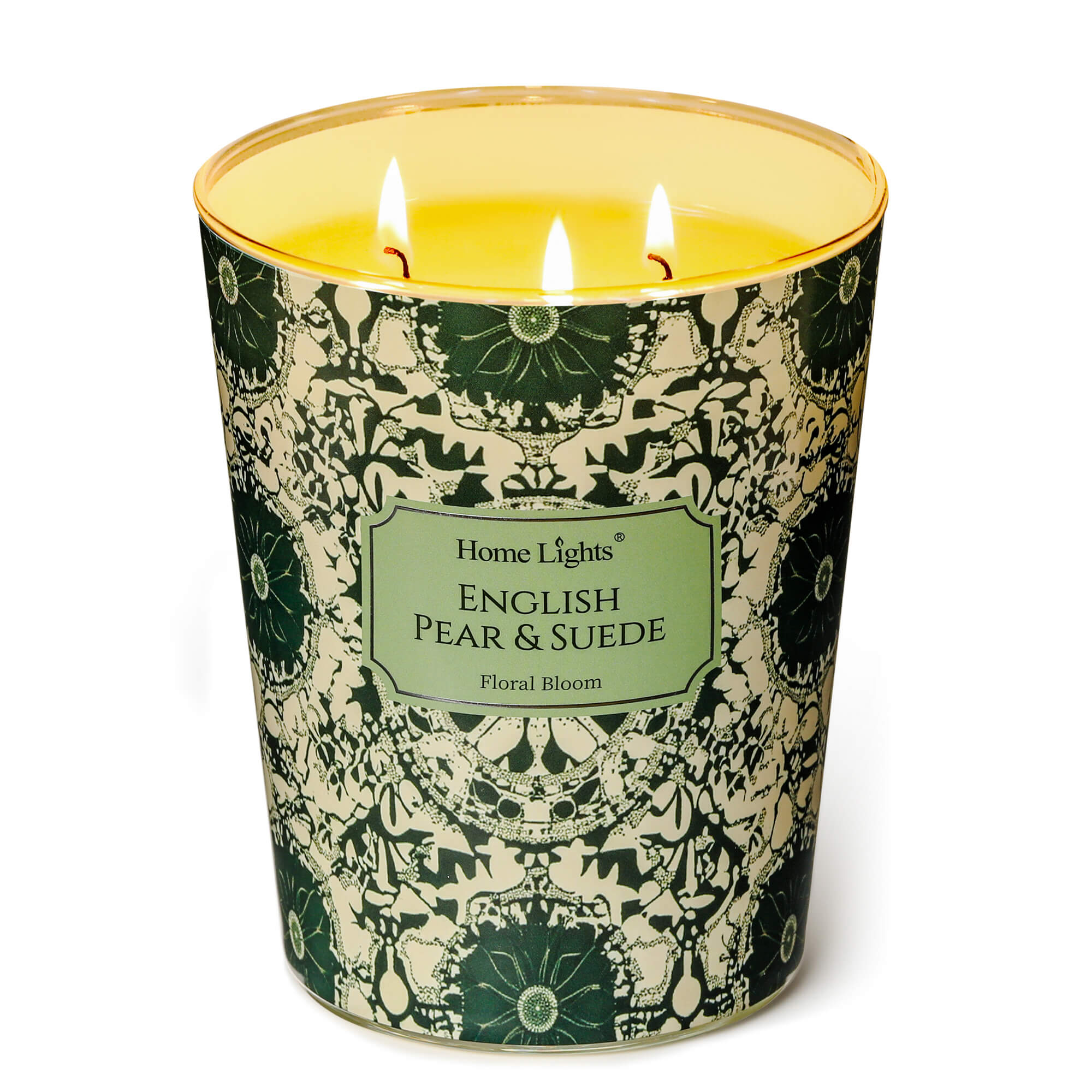 Picture of HomeLights Soy Wax Candles for Home Scented, 3-Wick Candles in English Pear & Suede Scented, Bohemian Natural Textures Aromatherapy Candles Gift for Parties, Relaxing, 34oz