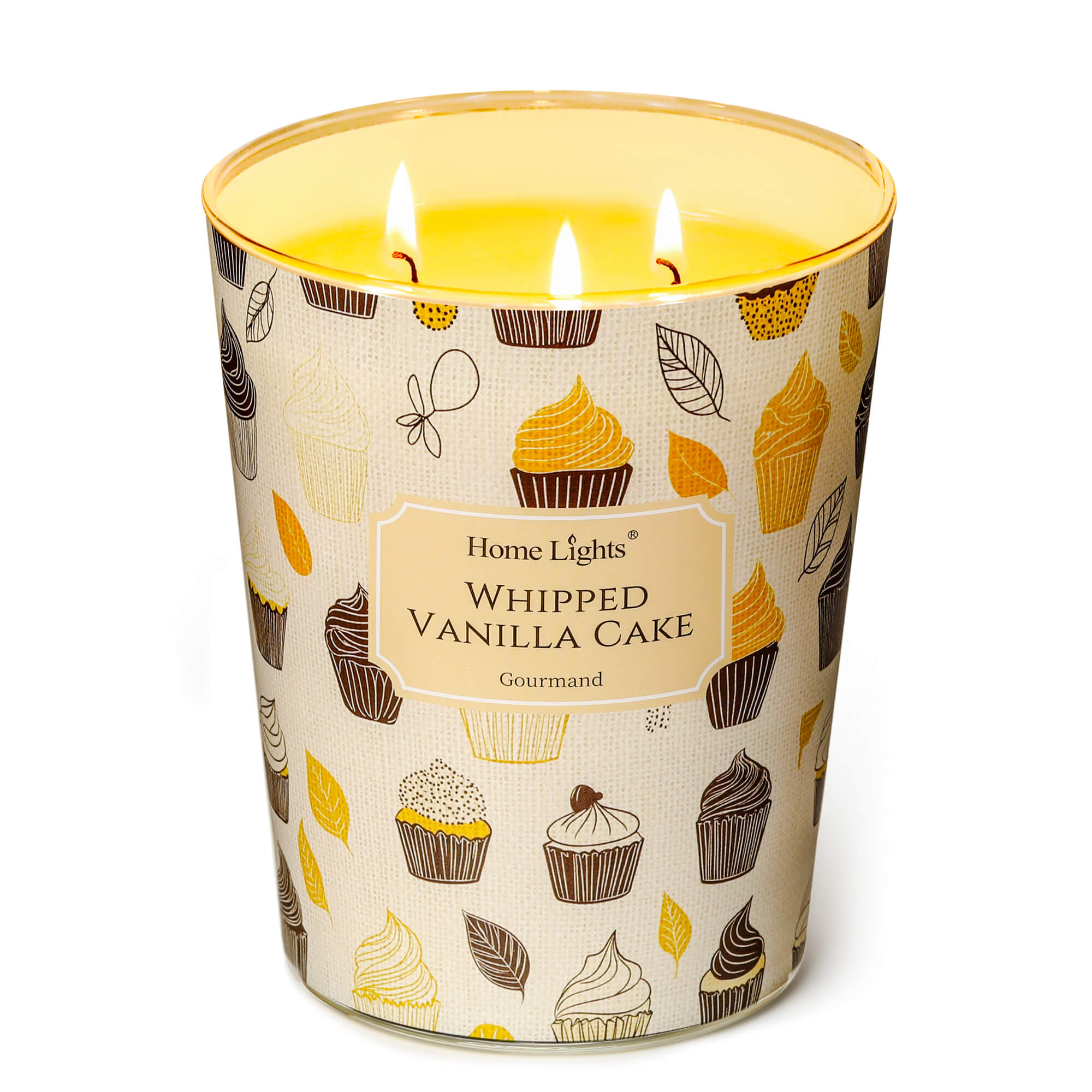 Picture of HomeLights Soy Wax Candles for Home Scented, 3-Wick Candles in Whipped Vanilla Cake Scented, Rustic Modern Aromatherapy Candles Gift for Parties, Relaxing, 34oz