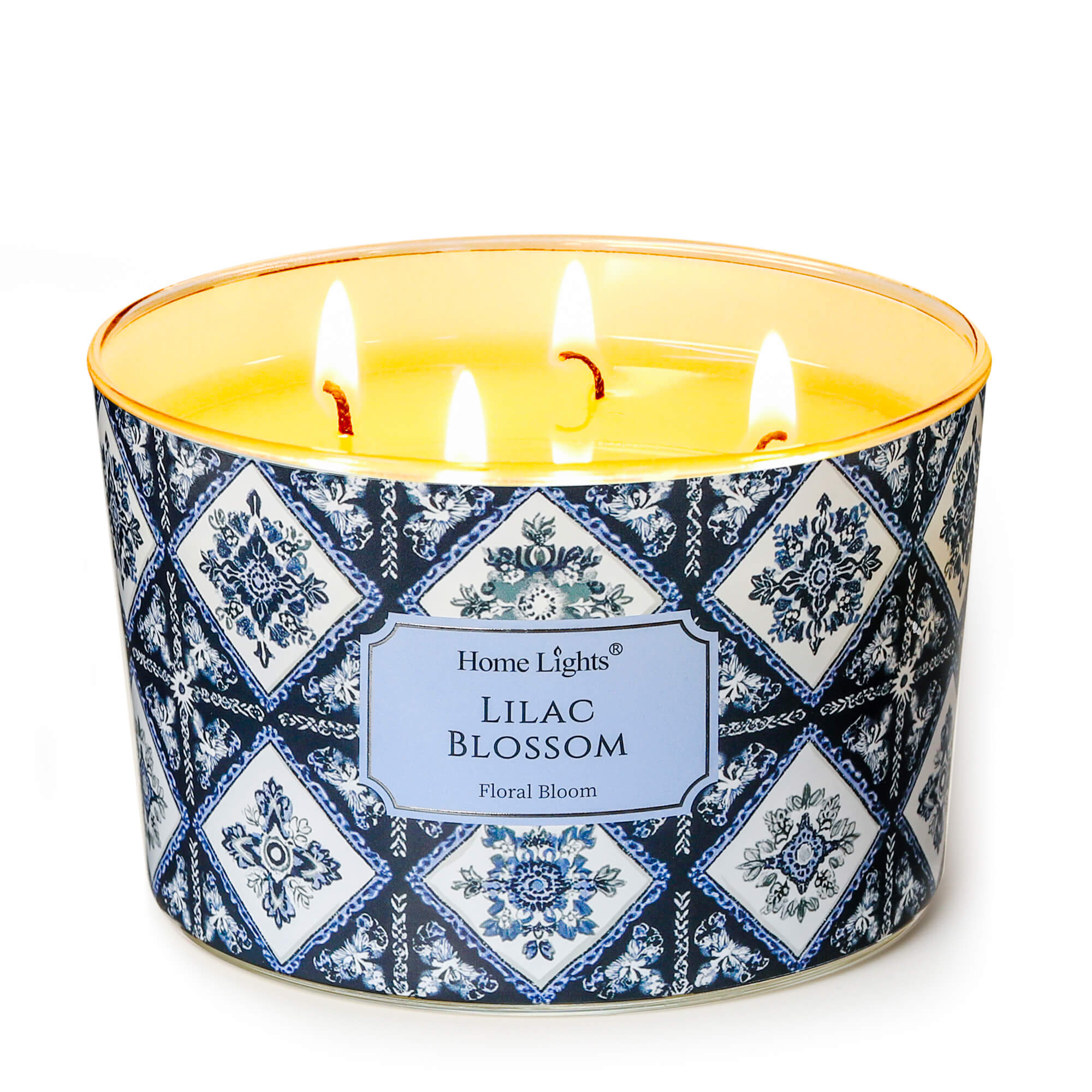 Picture of HomeLights 4-Wick Candles for Home Scented - 18oz Soy Wax Blend Candle Long-Lasting Fragrance, Bohemian Natural Textures Home Decor and Housewarming Gifts, Lilac Blossom