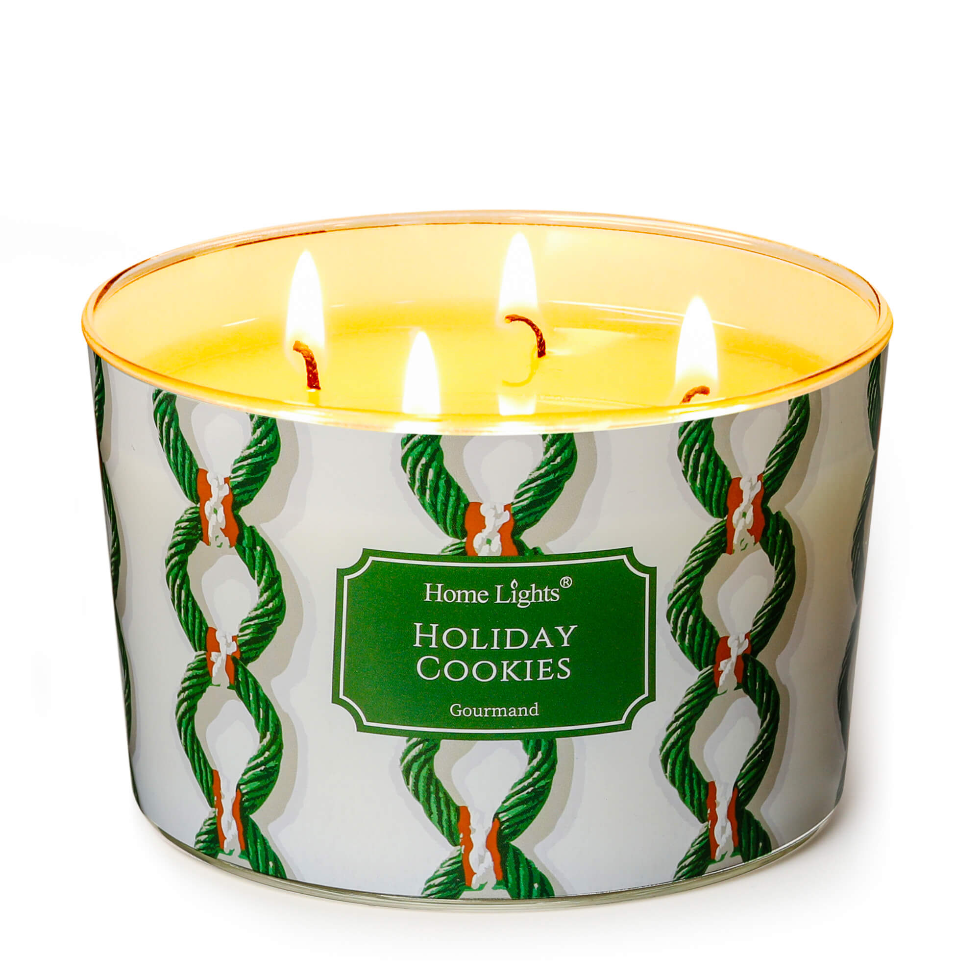 Picture of HomeLights 4-Wick Candles for Home Scented - 18oz Soy Wax Blend Candle Long-Lasting Fragrance, Rustic Modern Home Decor and Housewarming Gifts, Holiday Cookies