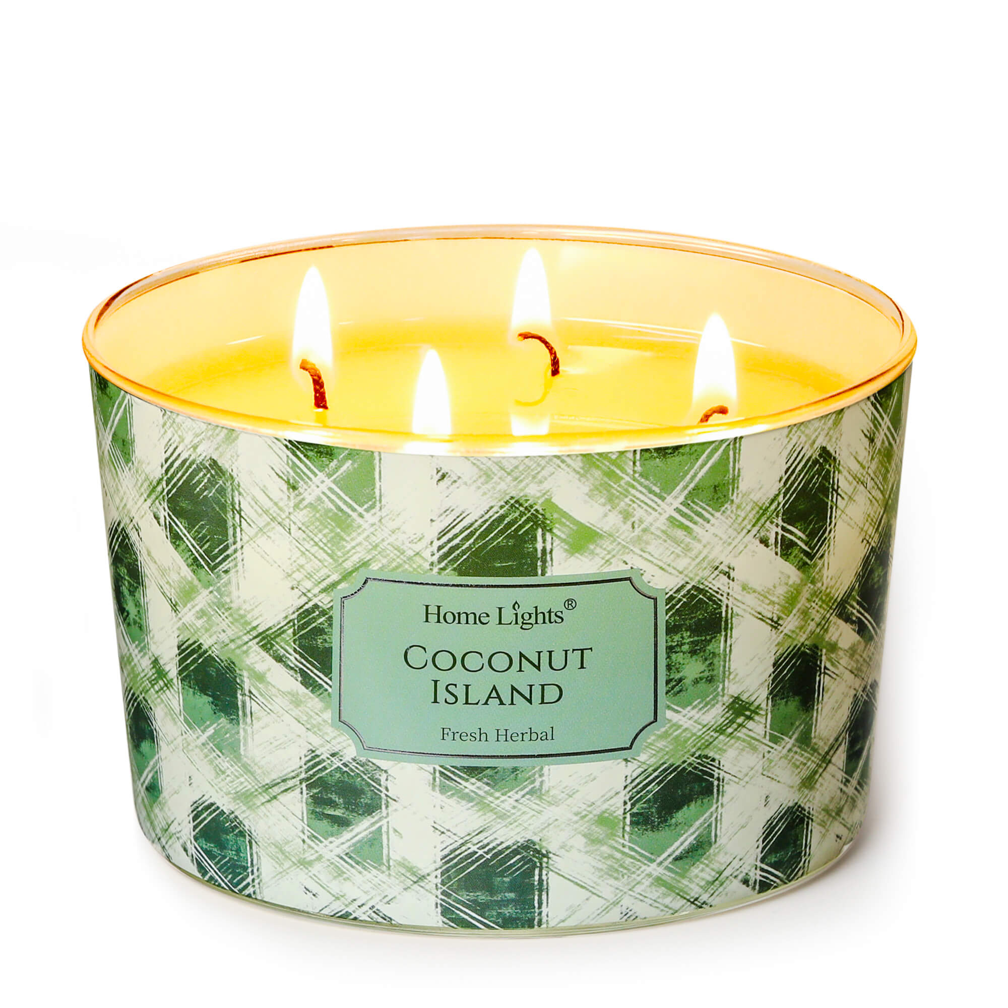 Picture of HomeLights 4-Wick Candles for Home Scented - 18oz Soy Wax Blend Candle Long-Lasting Fragrance, Scandinavian Minimalist Design Home Decor and Housewarming Gifts, Coconut Island