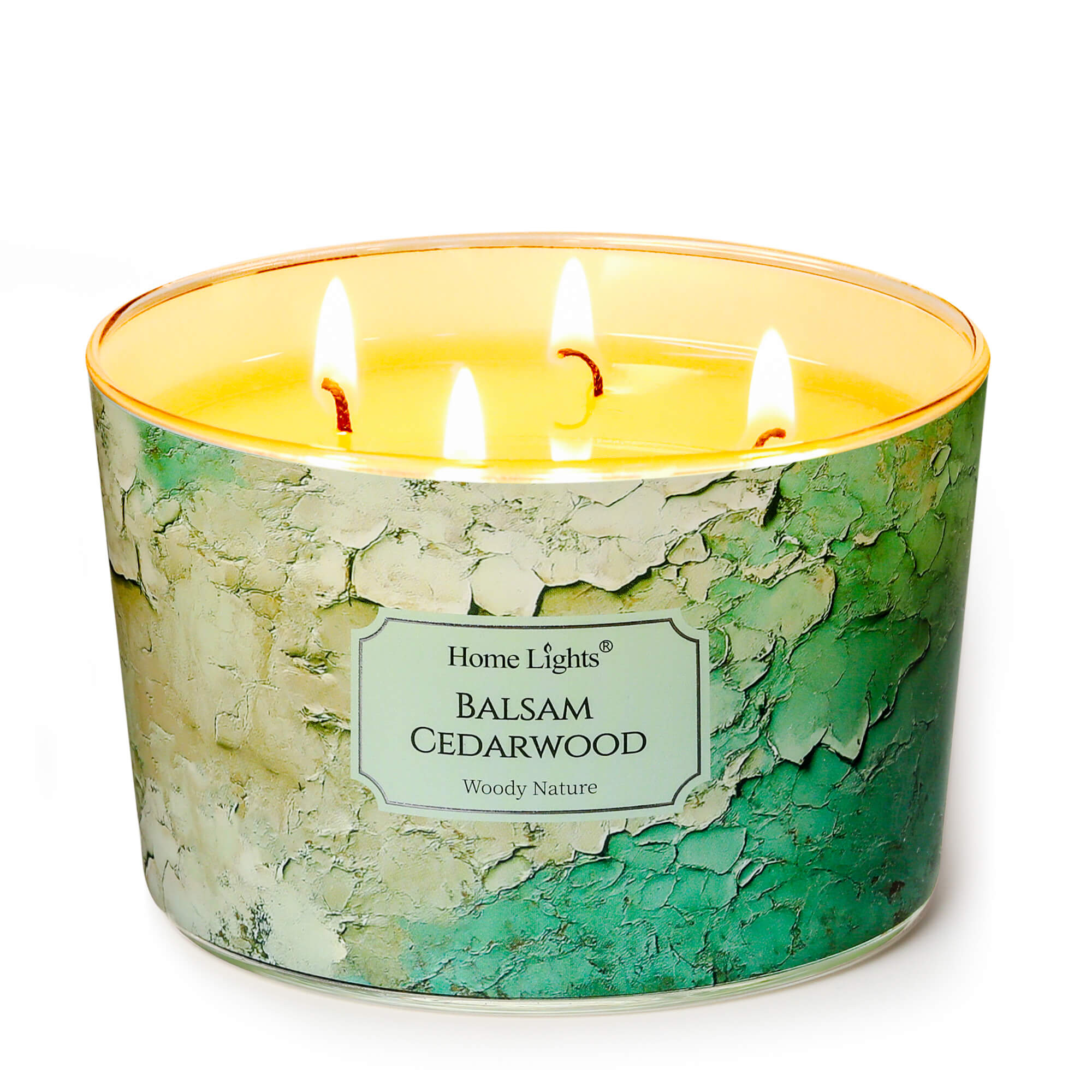Picture of HomeLights Balsam Cedarwood Scented Candles | 18oz Soy Candles Industrial Chic 4-Wick Large Candle Jars | Ideal Candle Gifts for Events, Home Decor Stress, Relief & Relaxation