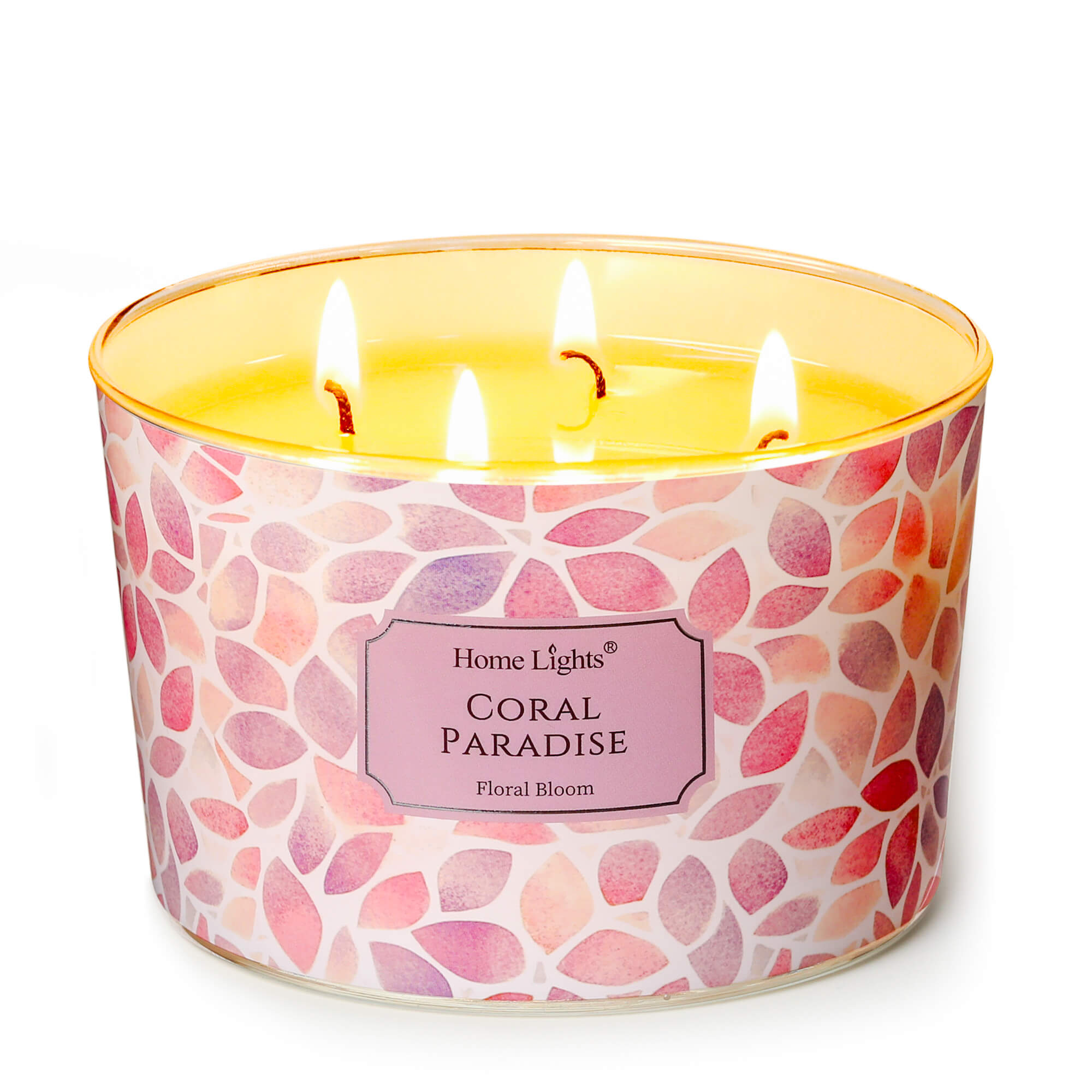 Picture of HomeLights Coral Paradise Scented Candles | 18oz Soy Candles Bohemian Natural Textures 4-Wick Large Candle Jars | Ideal Candle Gifts for Events, Home Decor Stress, Relief & Relaxation