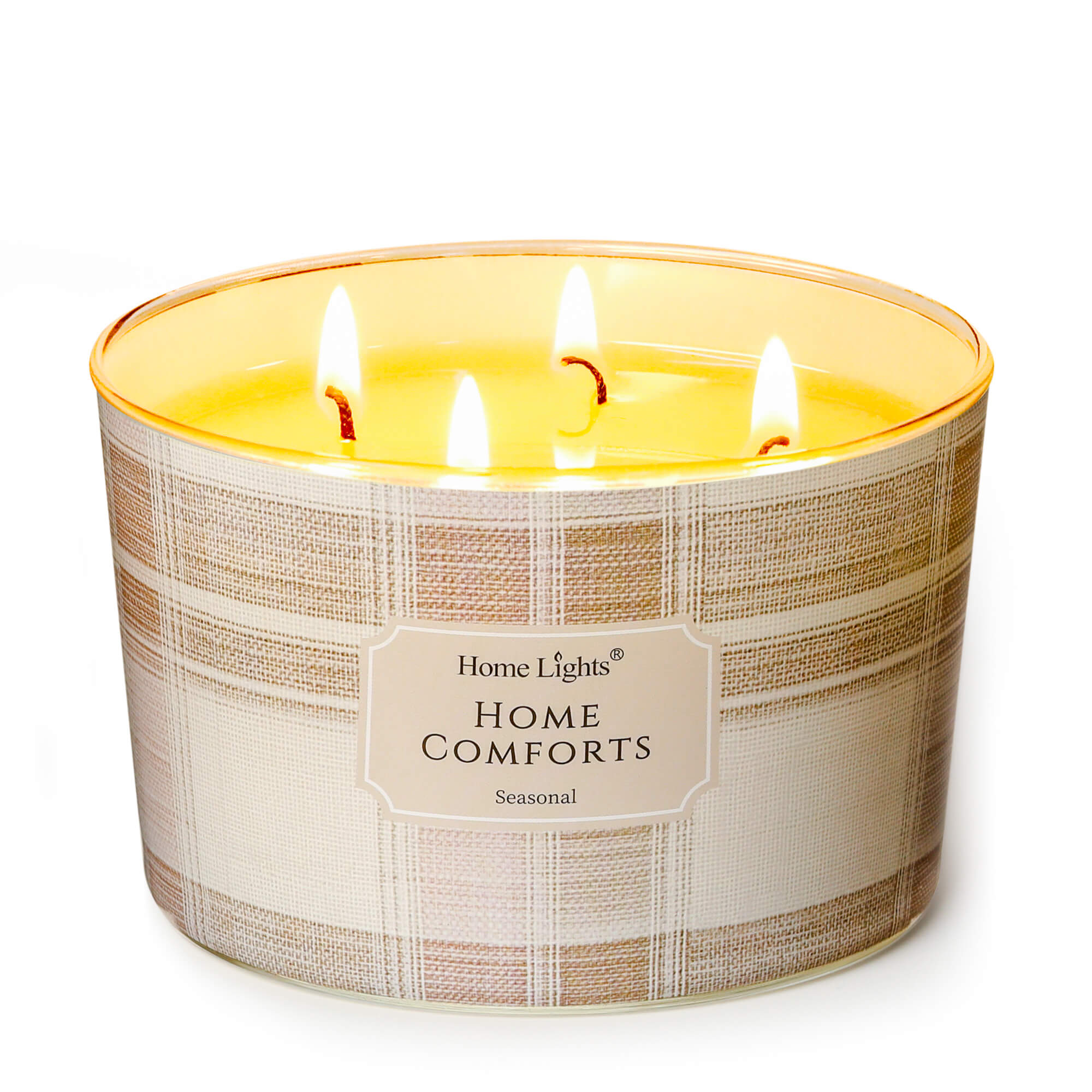 Picture of HomeLights Home Comforts Scented Candles | 18oz Soy Candles Rustic Modern 4-Wick Large Candle Jars | Ideal Candle Gifts for Events, Home Decor Stress, Relief & Relaxation