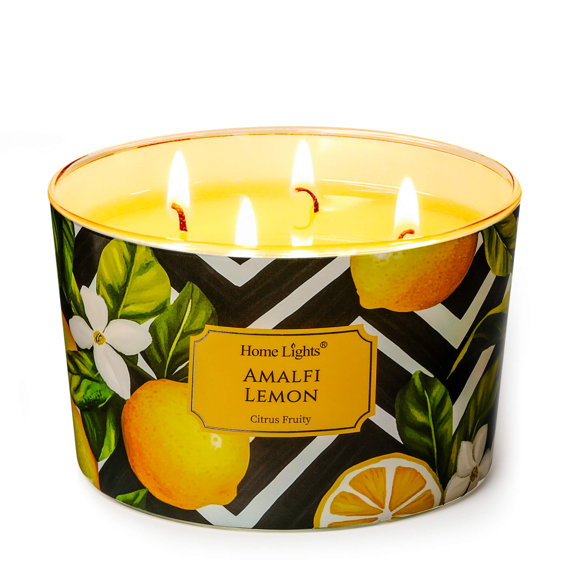 Picture of HomeLights Large jar Candle | 4-Wick Long-Lasting Scented Candles, 18oz Natural Soy Wax Candle for Home Scented, Eclectic Mixed Styles Gifts for Women & Men, Amalfi Lemon
