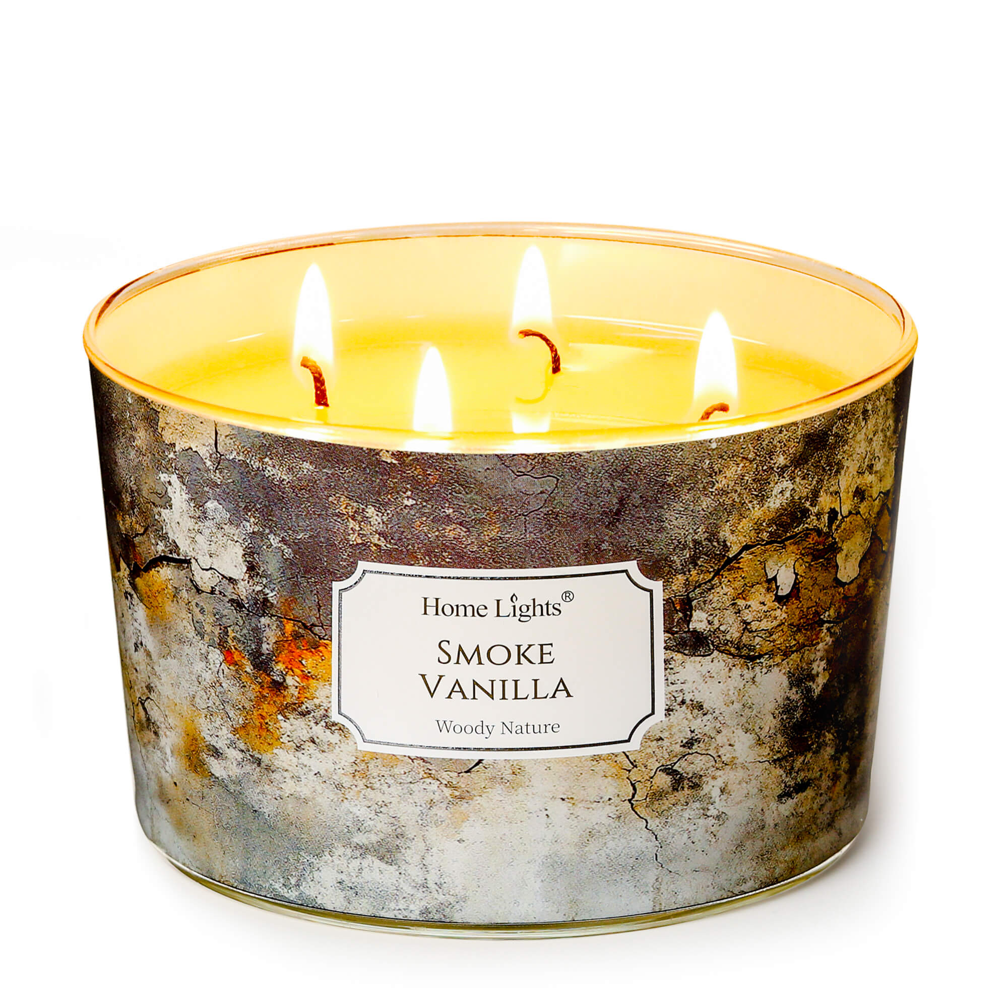Picture of HomeLights Large jar Candle | 4-Wick Long-Lasting Scented Candles, 18oz Natural Soy Wax Candle for Home Scented, Industrial Chic Gifts for Women & Men, Smoke Vanilla