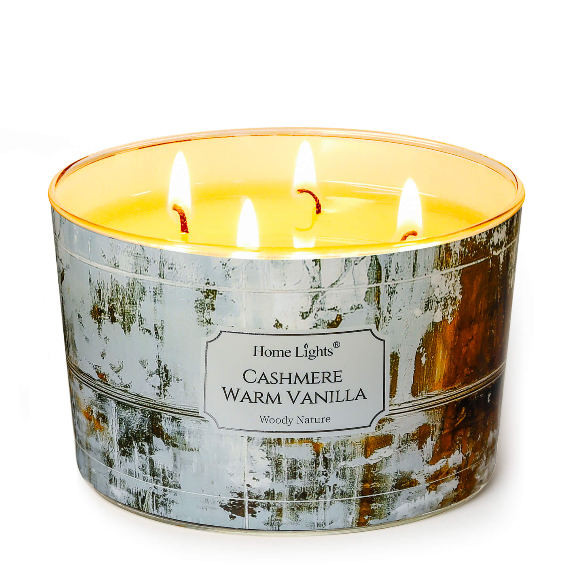 Picture of HomeLights Scented Candles for Women & Men, 18oz Candle Jars Aromatherapy 4-Wick Candle, Ideal for Industrial Chic Home Decor and Gifts, Cashmere Warm Vanilla