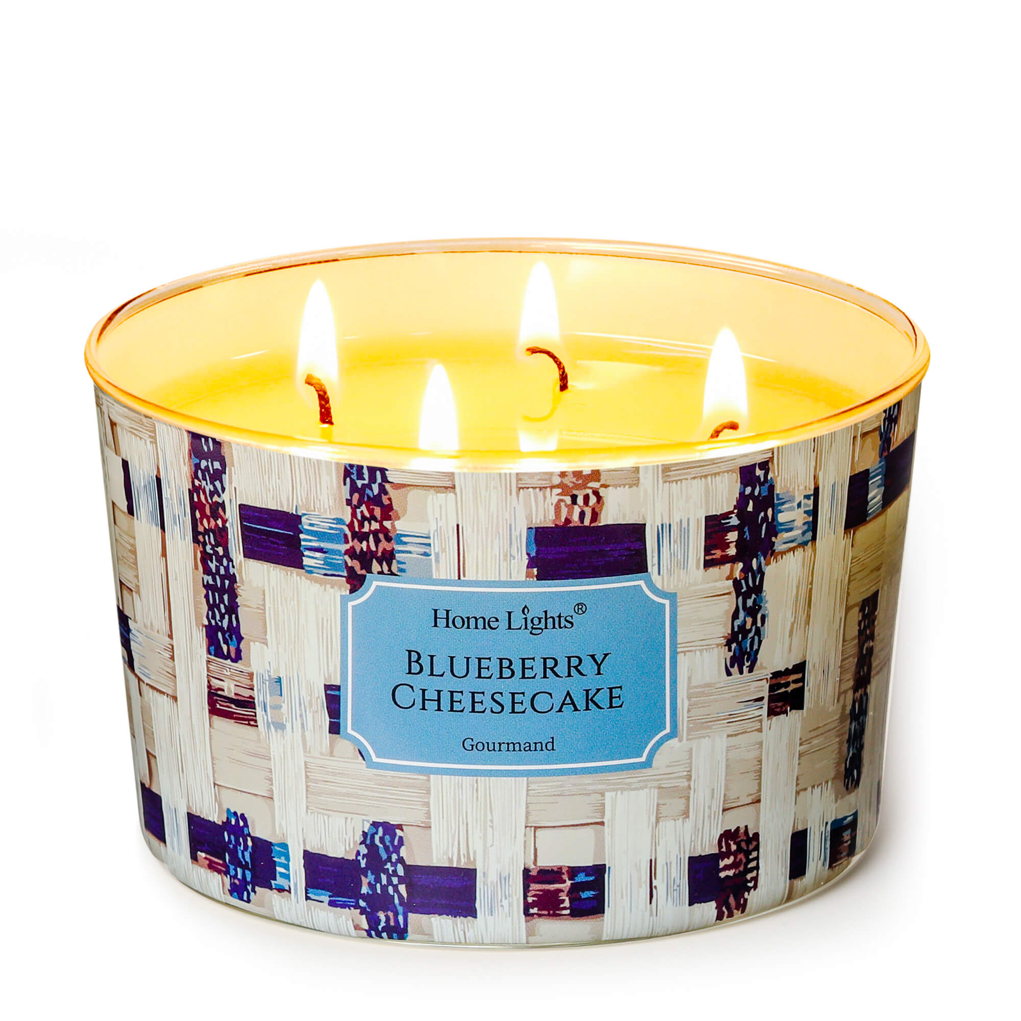 Picture of HomeLights Scented Candles for Women & Men, 18oz Candle Jars Aromatherapy 4-Wick Candle, Ideal for Rustic Modern Home Decor and Gifts, Blueberry Cheesecake