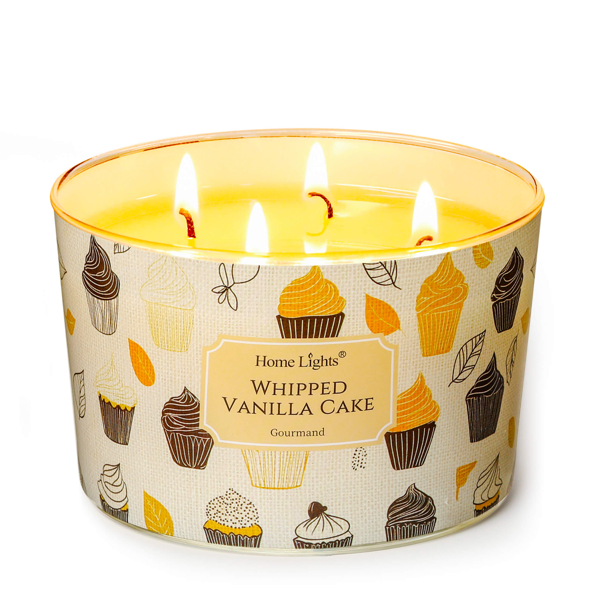 Picture of HomeLights Scented Candles for Women & Men, 18oz Candle Jars Aromatherapy 4-Wick Candle, Ideal for Rustic Modern Home Decor and Gifts, Whipped Vanilla Cake