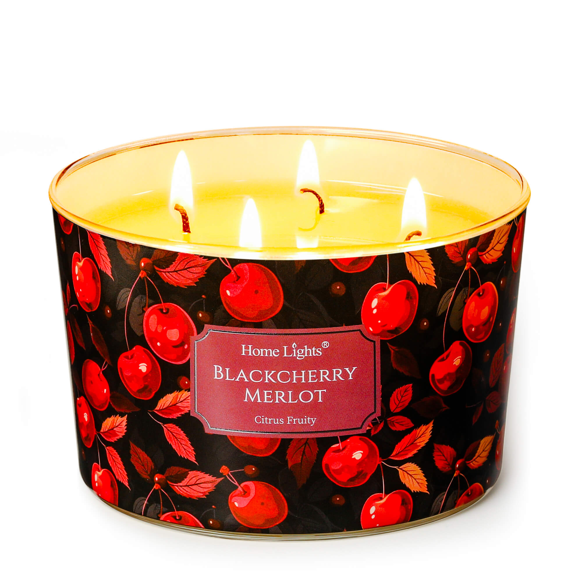 Picture of HomeLights Soy Wax Candles for Home Scented, 4-Wick Candles in Blackcherry Merlot Scented, Aromatherapy Candles Gift for Parties, Relaxing, Eclectic Mixed Styles, 18oz