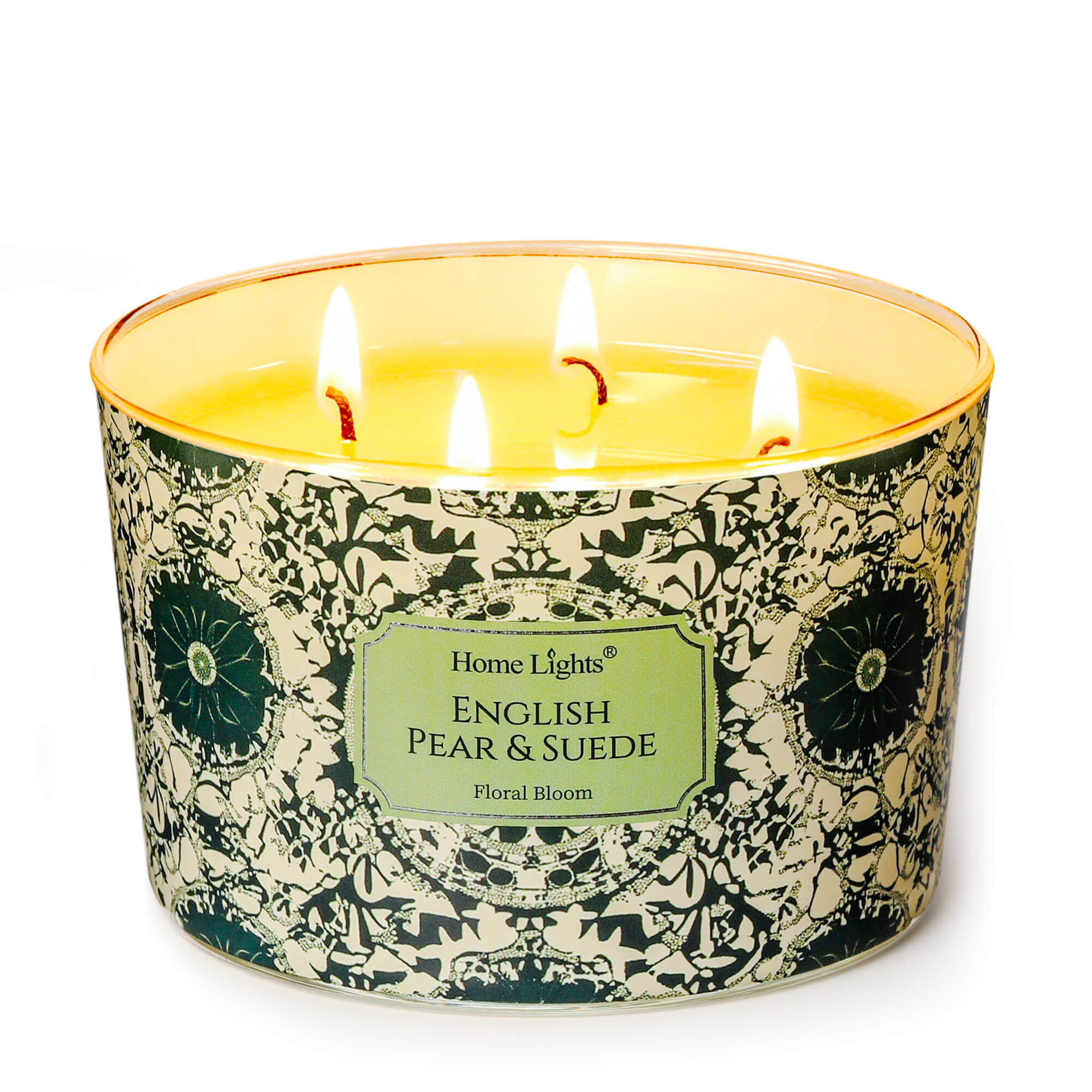 Picture of HomeLights Soy Wax Candles for Home Scented, 4-Wick Candles in English Pear & Suede Scented, Aromatherapy Candles Gift for Parties, Relaxing, Bohemian Natural Textures, 18oz
