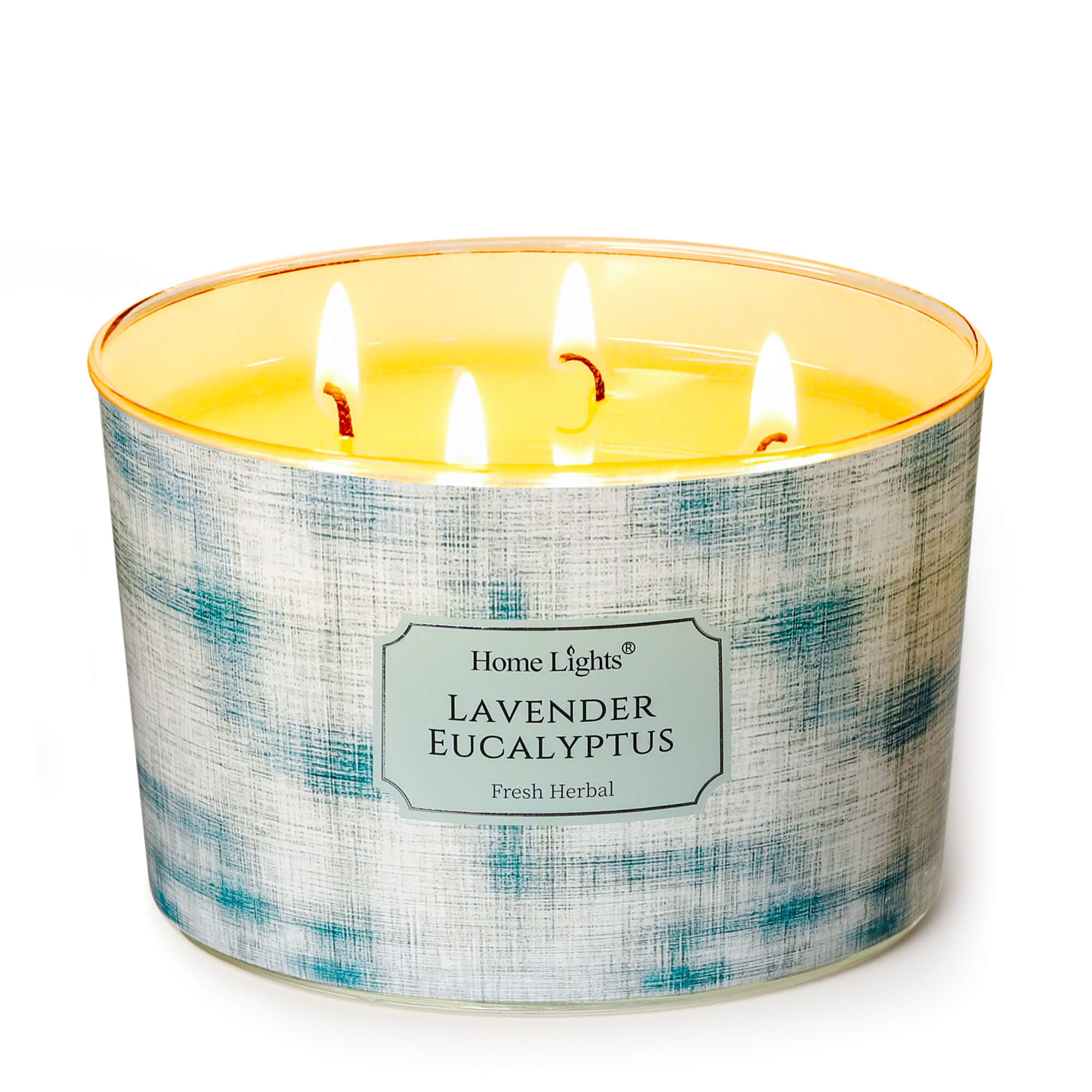 Picture of HomeLights Soy Wax Candles for Home Scented, 4-Wick Candles in Lavender Eucalyptus Scented, Aromatherapy Candles Gift for Parties, Relaxing, Scandinavian Minimalist Design, 18oz