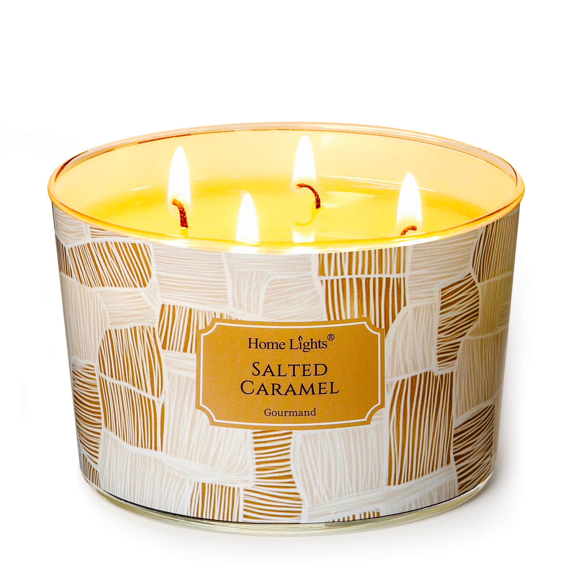 Picture of HomeLights Soy Wax Candles for Home Scented, 4-Wick Candles in Salted Caramel Scented, Rustic Modern Aromatherapy Candles Gift for Parties, Relaxing, 18oz