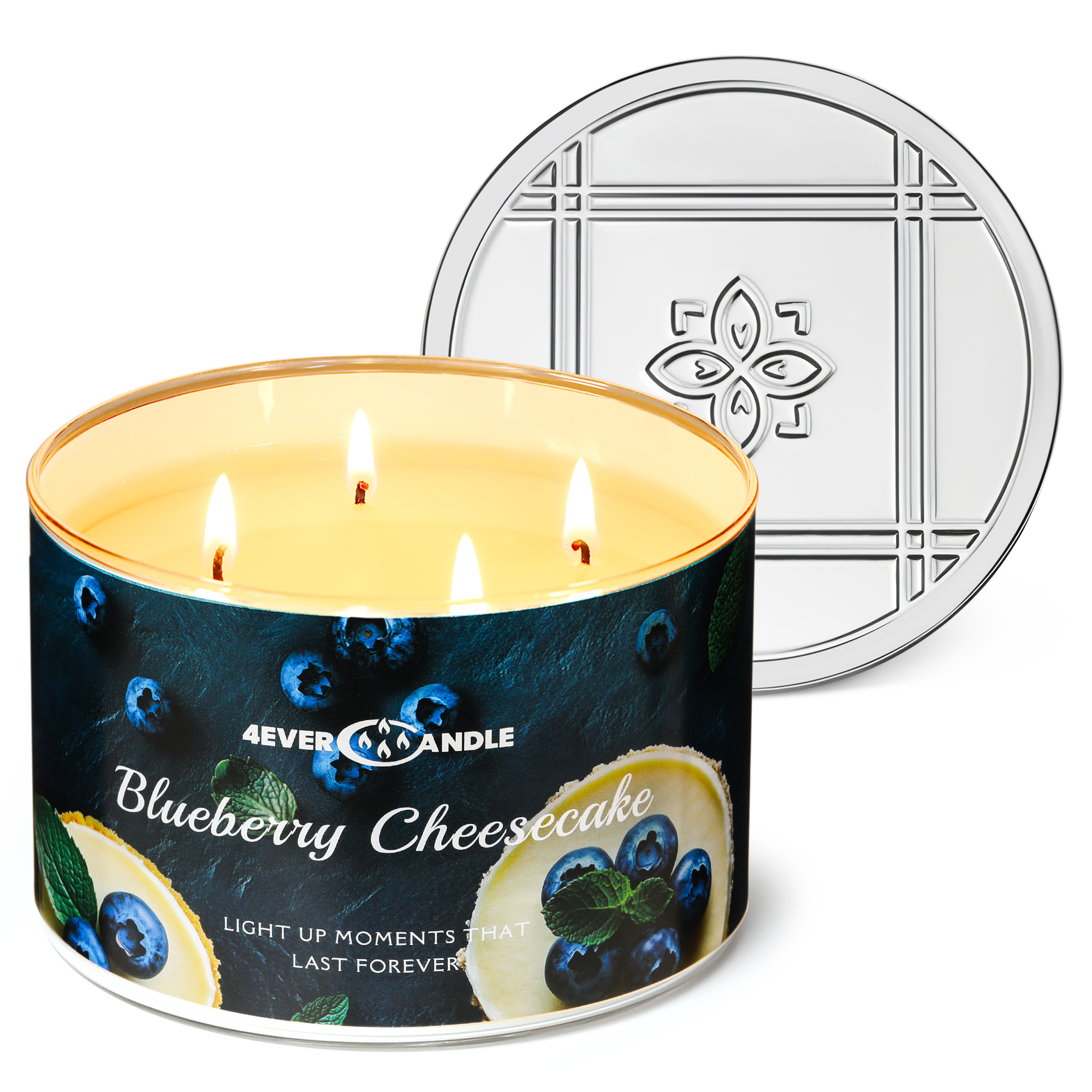 Picture of Blueberry Cheesecake | 4EVER CANDLE 4-Wick-18oz Soy Wax-50Hrs Long-Lasting