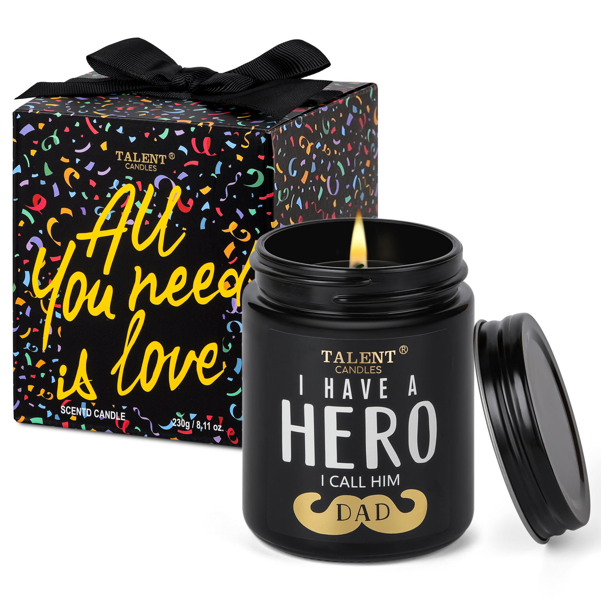 Picture of Scented Candle for Dad | Father's Day Gifts, Perfect Home Décor Gift Elegant Gift for Dad from Daughter Son Kids, 8.4oz Candle Jars - Lavender Cedarwood