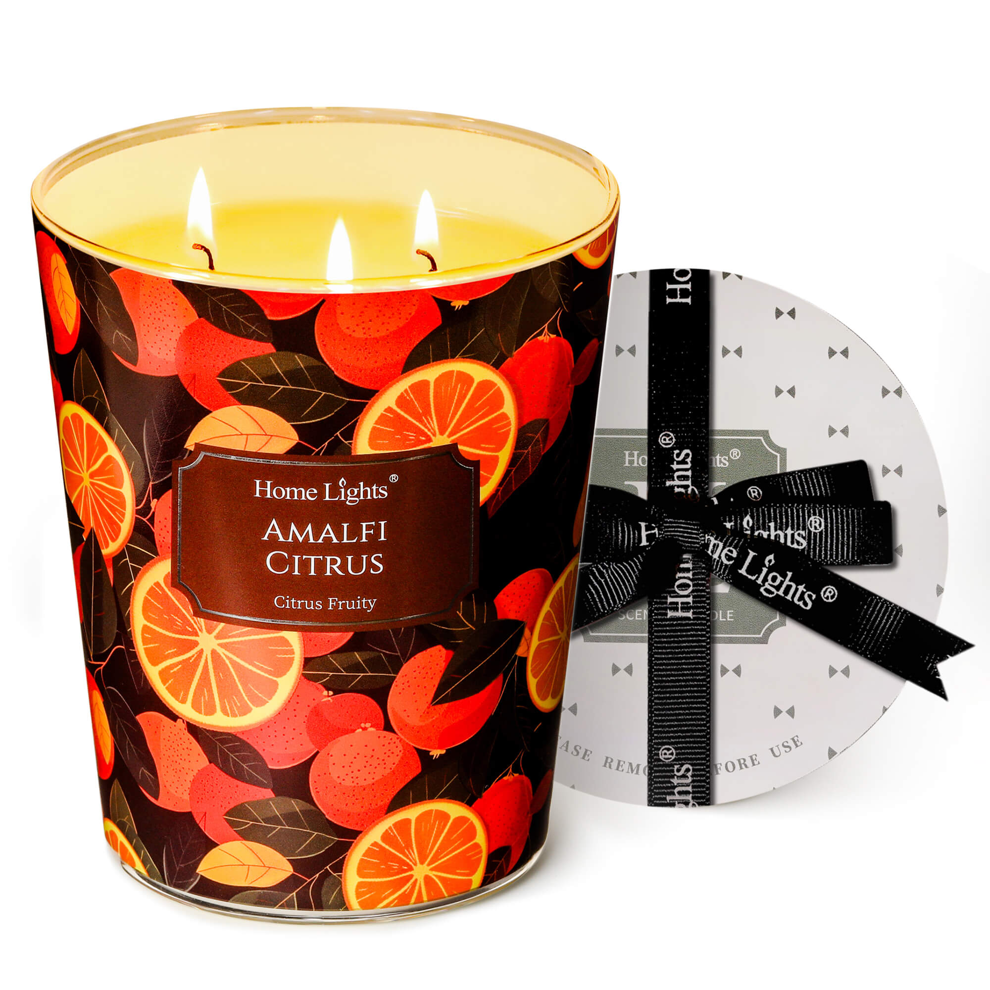 Picture of HomeLights 3-Wick Candles for Home Scented - 34oz Soy Wax Blend Candle Long-Lasting Fragrance, Eclectic Mixed Styles Home Decor and Housewarming Gifts, Amalfi Citrus