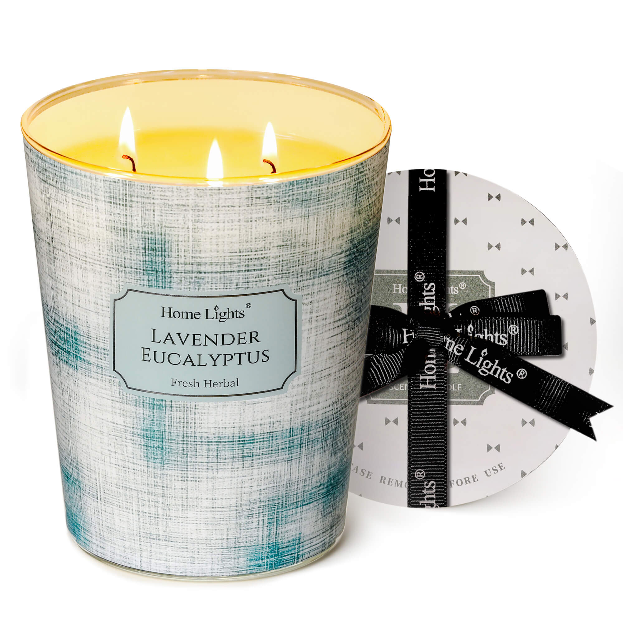 Picture of HomeLights 3-Wick Candles for Home Scented - 34oz Soy Wax Blend Candle Long-Lasting Fragrance, Scandinavian Minimalist Design Home Decor and Housewarming Gifts, Lavender Eucalyptus