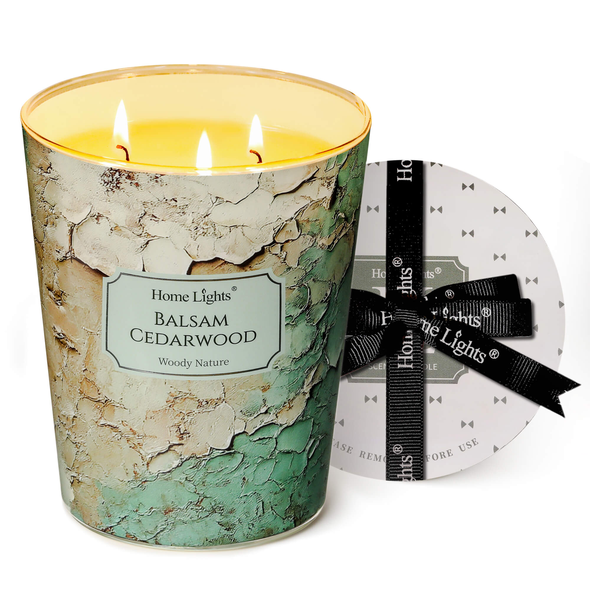 Picture of HomeLights Balsam Cedarwood Scented Candles | 34oz Soy Candles Industrial Chic 3-Wick Large Candle Jars | Ideal Candle Gifts for Events, Home Decor Stress, Relief & Relaxation