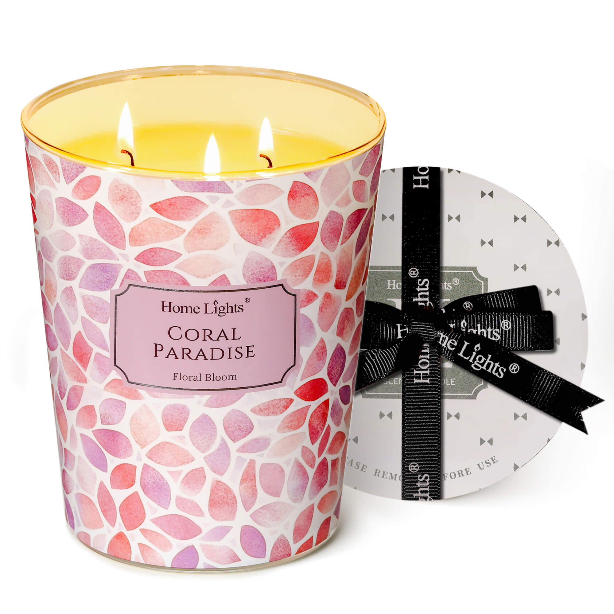 Picture of HomeLights Coral Paradise Scented Candles | 34oz Soy Candles Bohemian Natural Textures 3-Wick Large Candle Jars | Ideal Candle Gifts for Events, Home Decor Stress, Relief & Relaxation