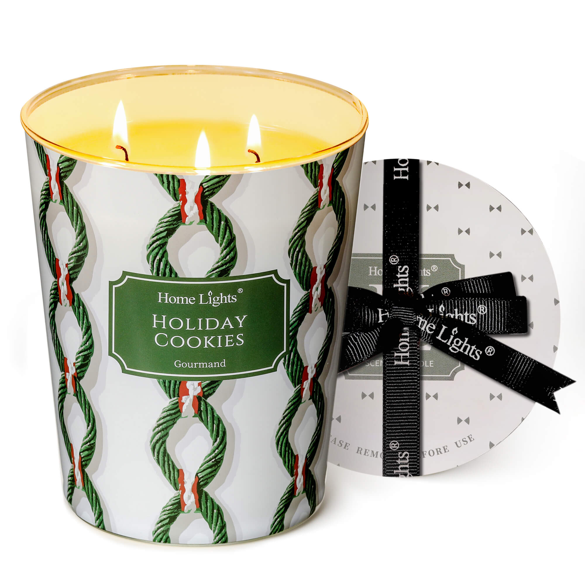 Picture of HomeLights Holiday Cookies Scented Candles | 34oz Soy Candles Rustic Modern 3-Wick Large Candle Jars | Ideal Candle Gifts for Events, Home Decor Stress, Relief & Relaxation