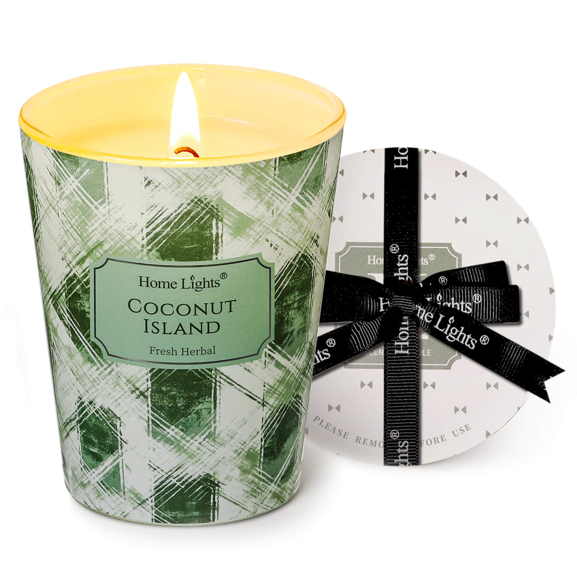 Picture of HomeLights 1-Wick Candles for Home Scented - 6.7oz Soy Wax Blend Candle Long-Lasting Fragrance, Scandinavian Minimalist Design Home Decor and Housewarming Gifts, Coconut Island