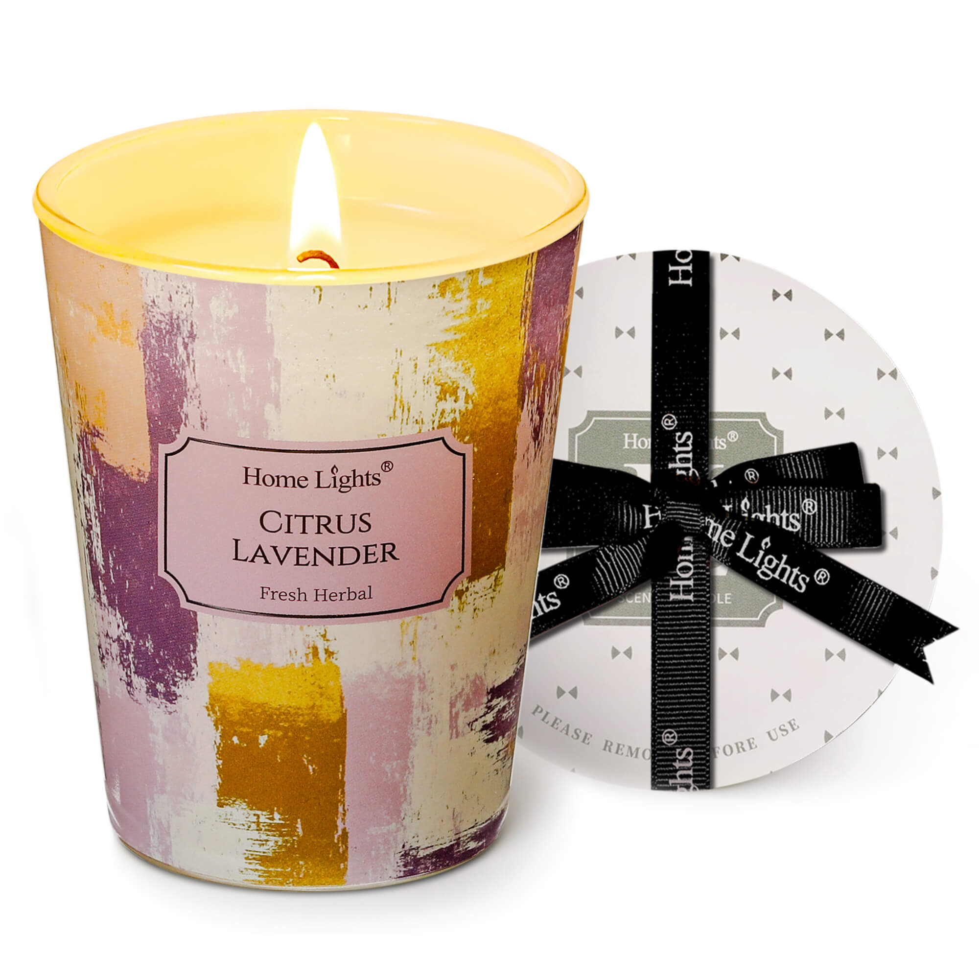 Picture of HomeLights Citrus Lavender Scented Candles | 6.7oz Soy Candles Scandinavian Minimalist Design Large Candle Jars | Ideal Candle Gifts for Events, Home Decor Stress, Relief & Relaxation