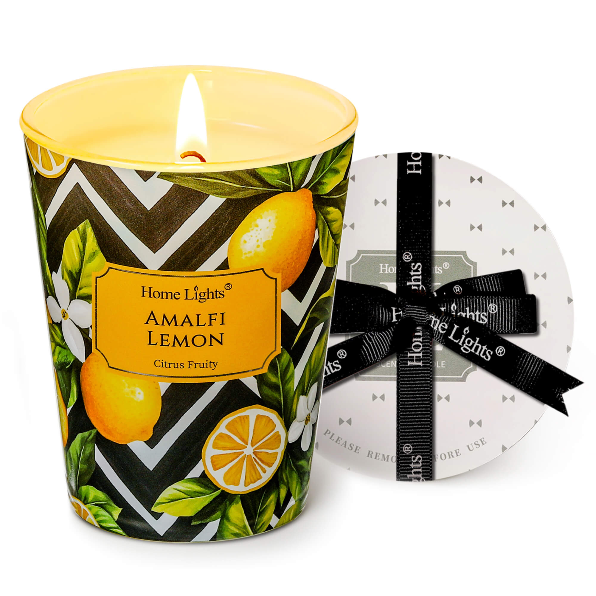 Picture of HomeLights Large jar Candle | 1-Wick Long-Lasting Scented Candles, 6.7oz Natural Soy Wax Candle for Home Scented, Eclectic Mixed Styles Gifts for Women & Men, Amalfi Lemon