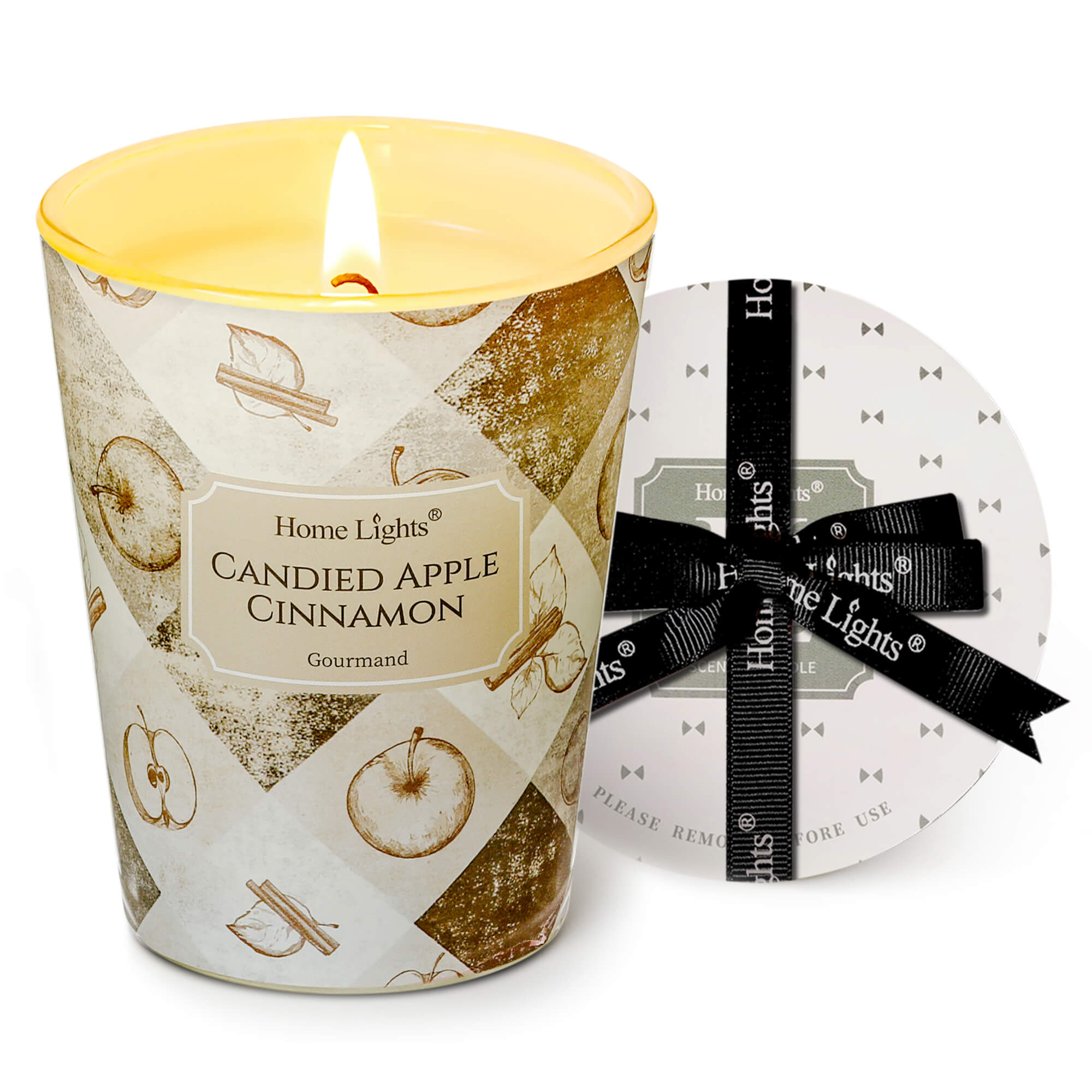 Picture of HomeLights Large jar Candle | 1-Wick Long-Lasting Scented Candles, 6.7oz Natural Soy Wax Candle for Home Scented, Rustic Modern Gifts for Women & Men, Candied Apple Cinnamon