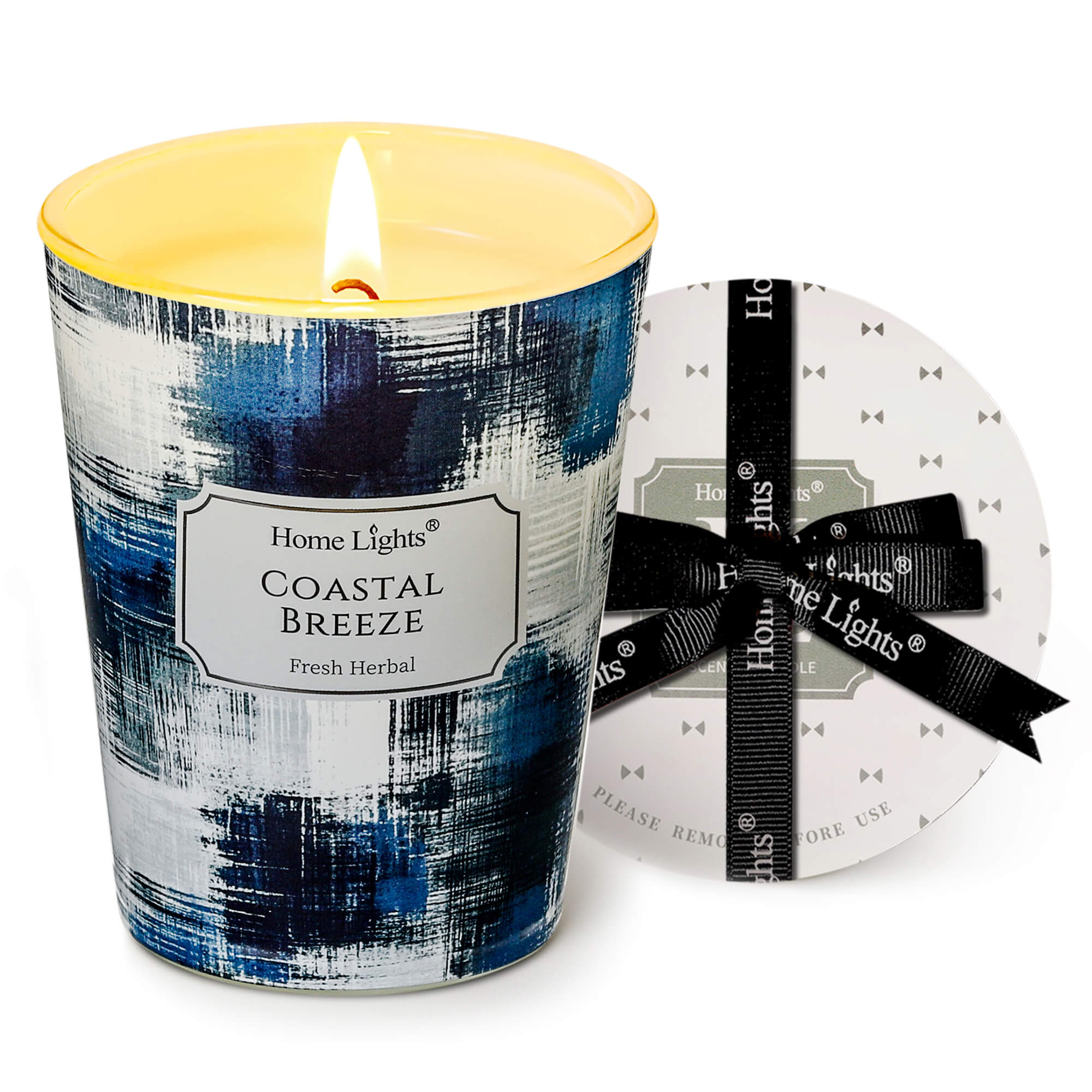 Picture of HomeLights Large jar Candle | 1-Wick Long-Lasting Scented Candles, 6.7oz Natural Soy Wax Candle for Home Scented, Scandinavian Minimalist Design Gifts for Women & Men, Coastal Breeze