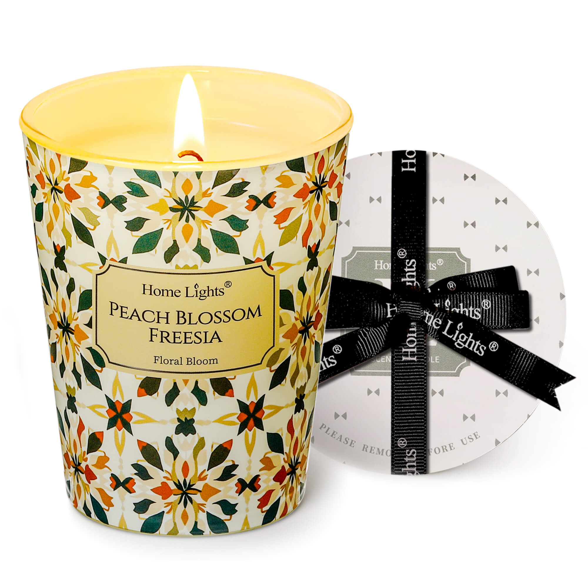 Picture of HomeLights Scented Candles for Women & Men, 6.7oz Candle Jars Aromatherapy Single Wick Candle, Ideal for Bohemian Natural Textures Home Decor and Gifts, Peach Blossom Freesia